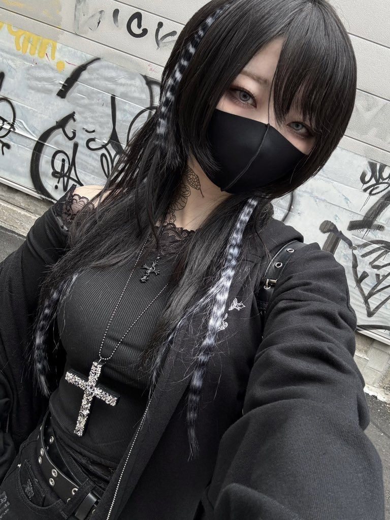 【再販】gibous logo snake cross parker black