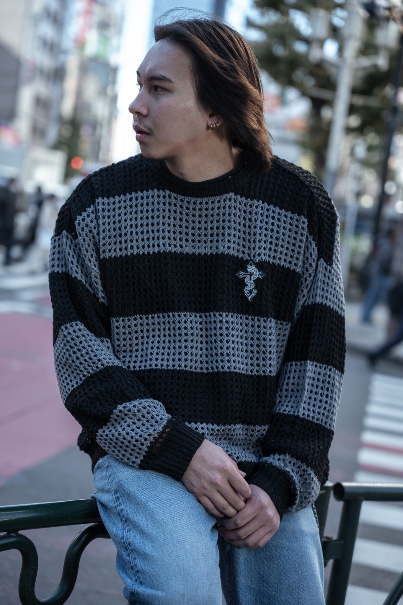 gibous snake cross border mesh knit