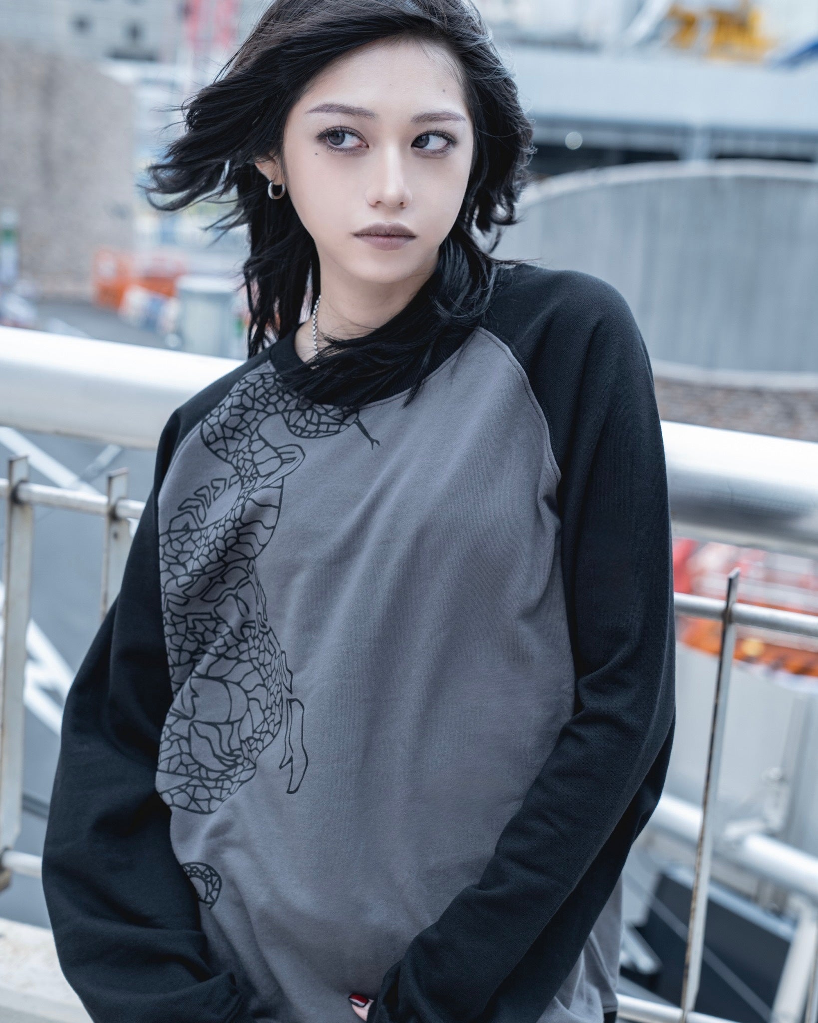 gibous snake scorpion raglan sweatshirt