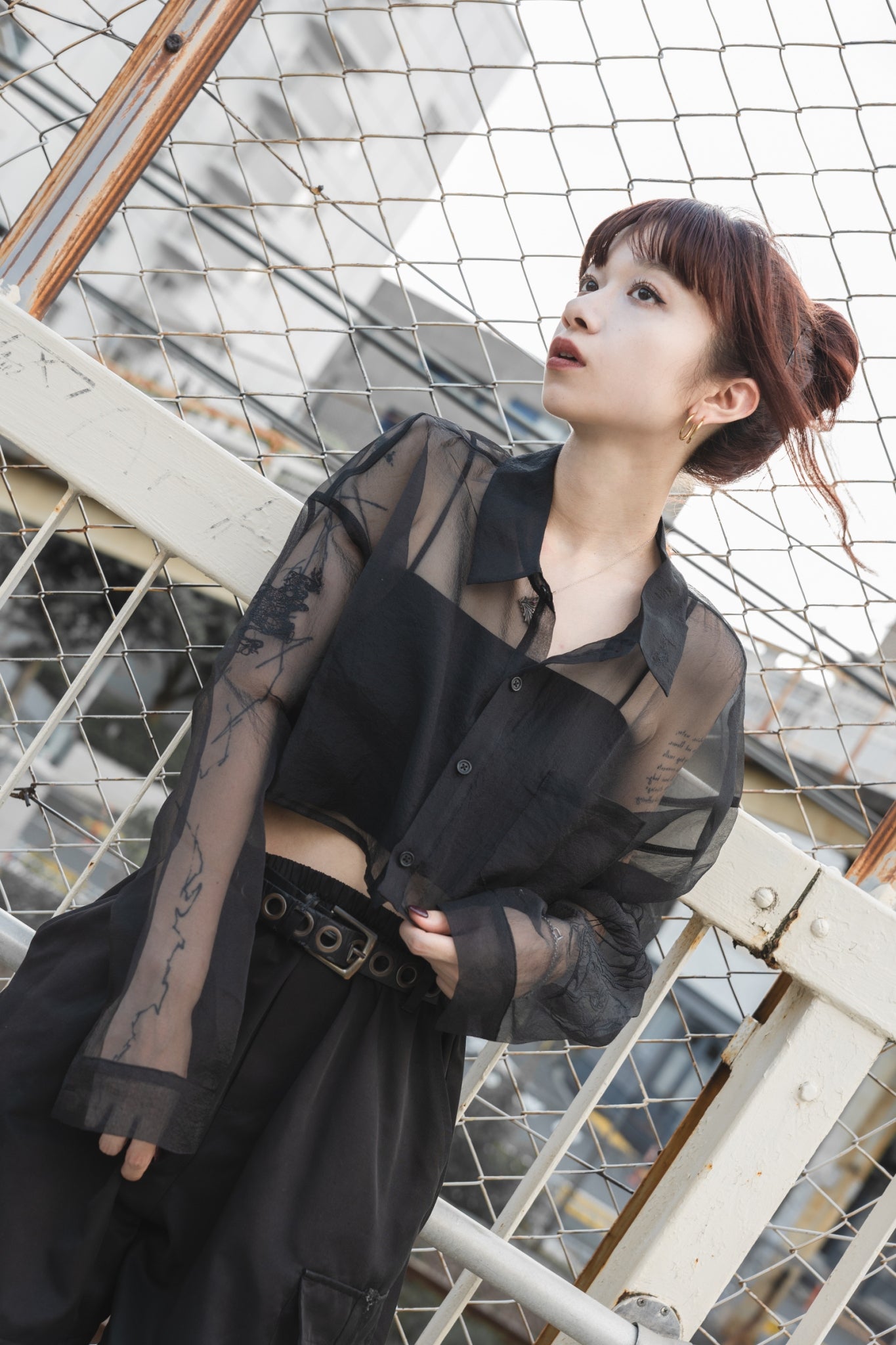 gibous tattoo sheer shirt short