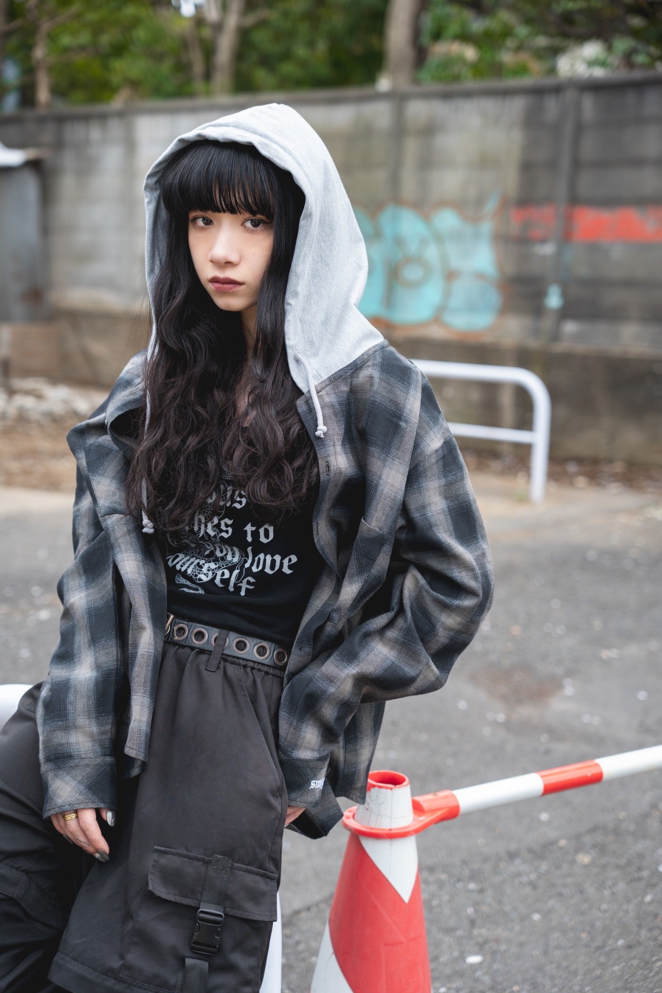 【再販】gibous snake scorpion check shirt hoodie