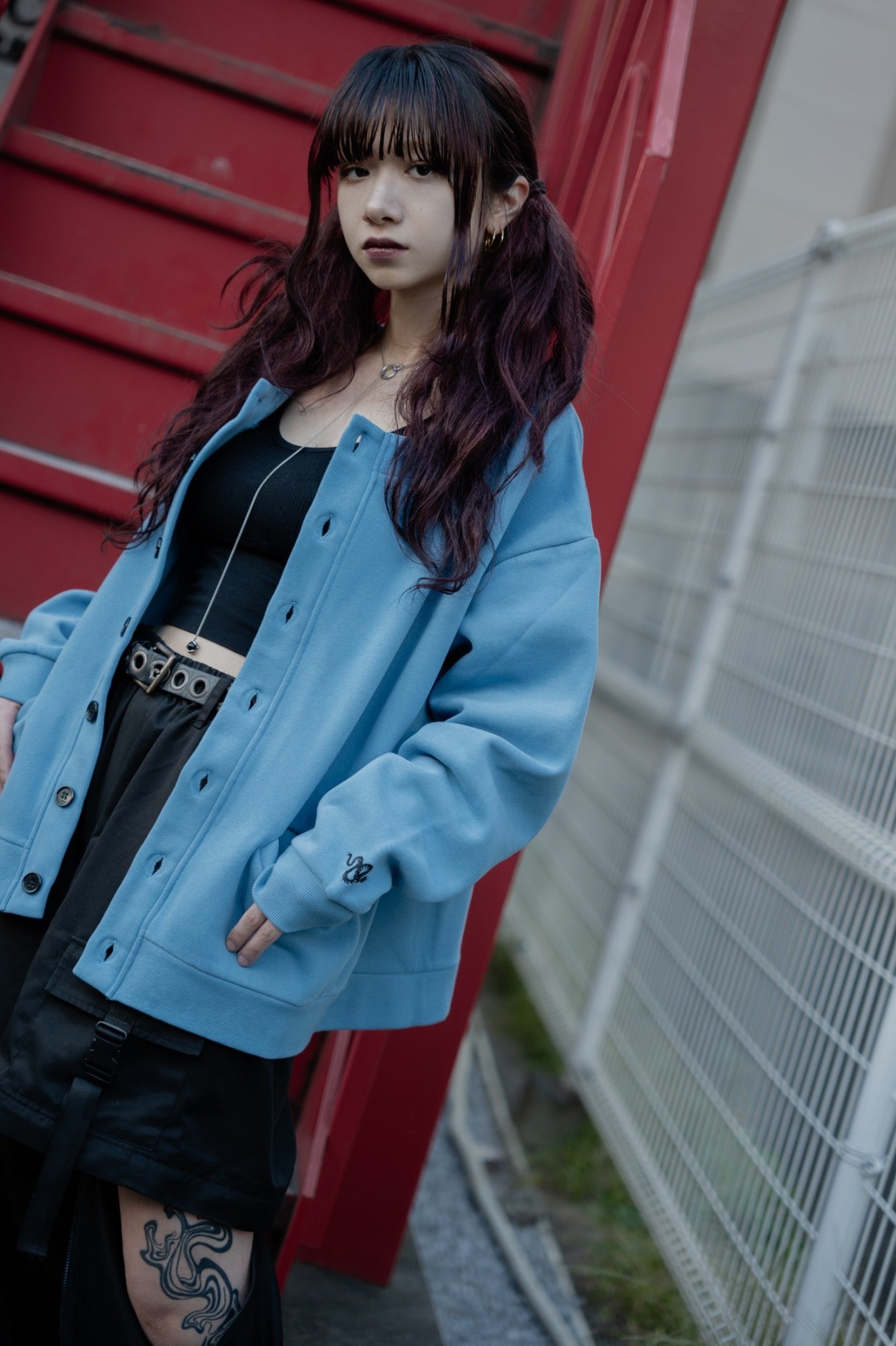 gibous×lhp sweat cardigan blue
