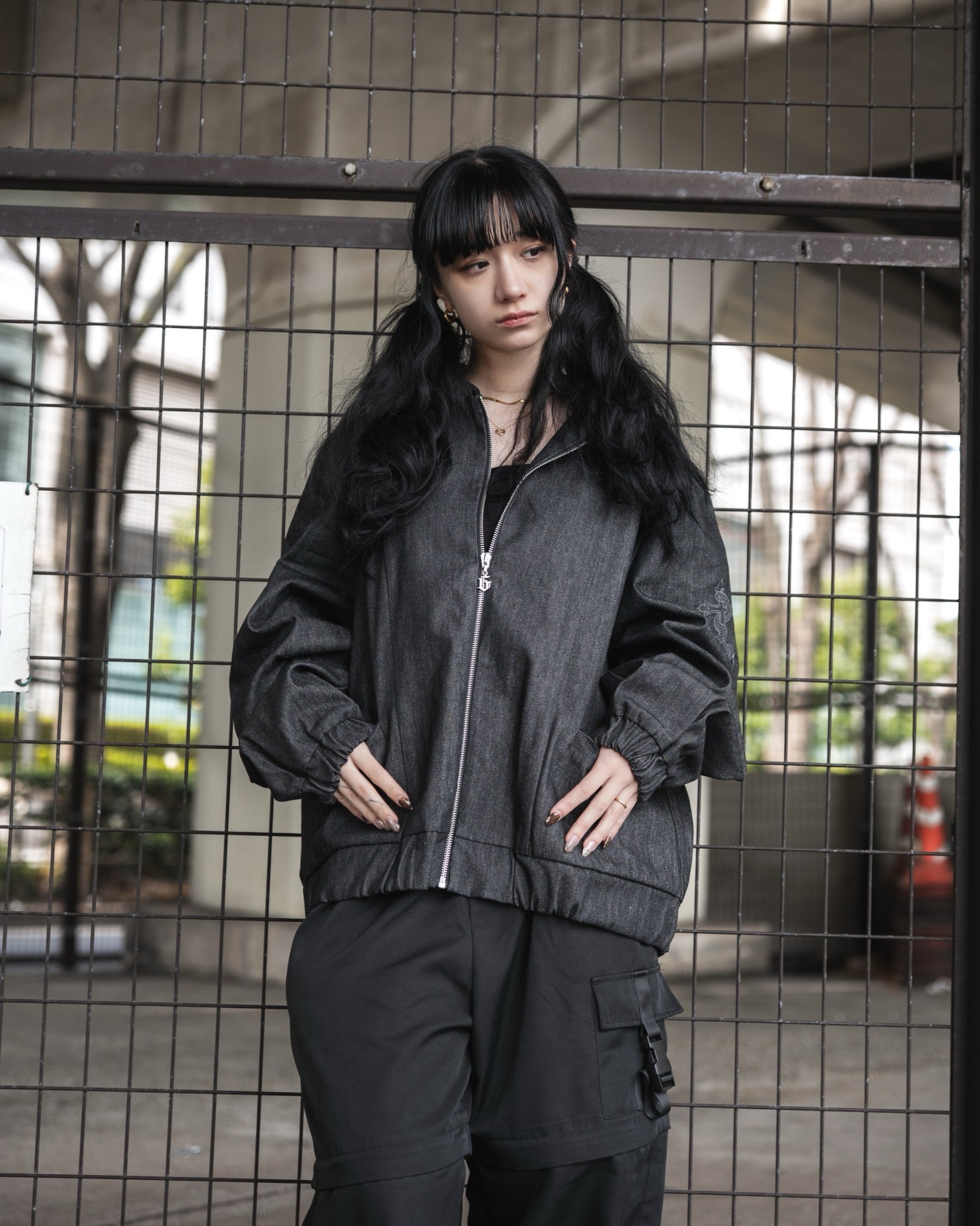 gibous snake cross corduroy denim jacket