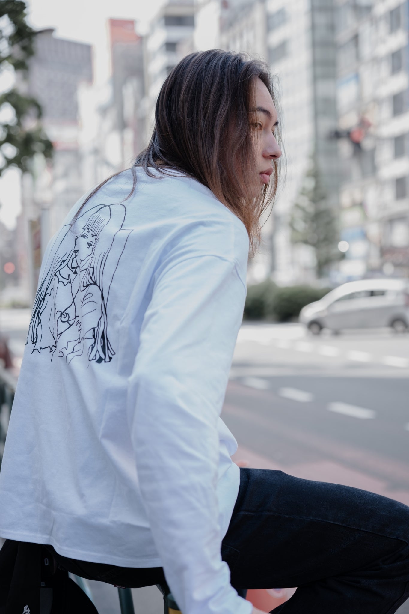 gibous×lhp twins girl long t shirt white