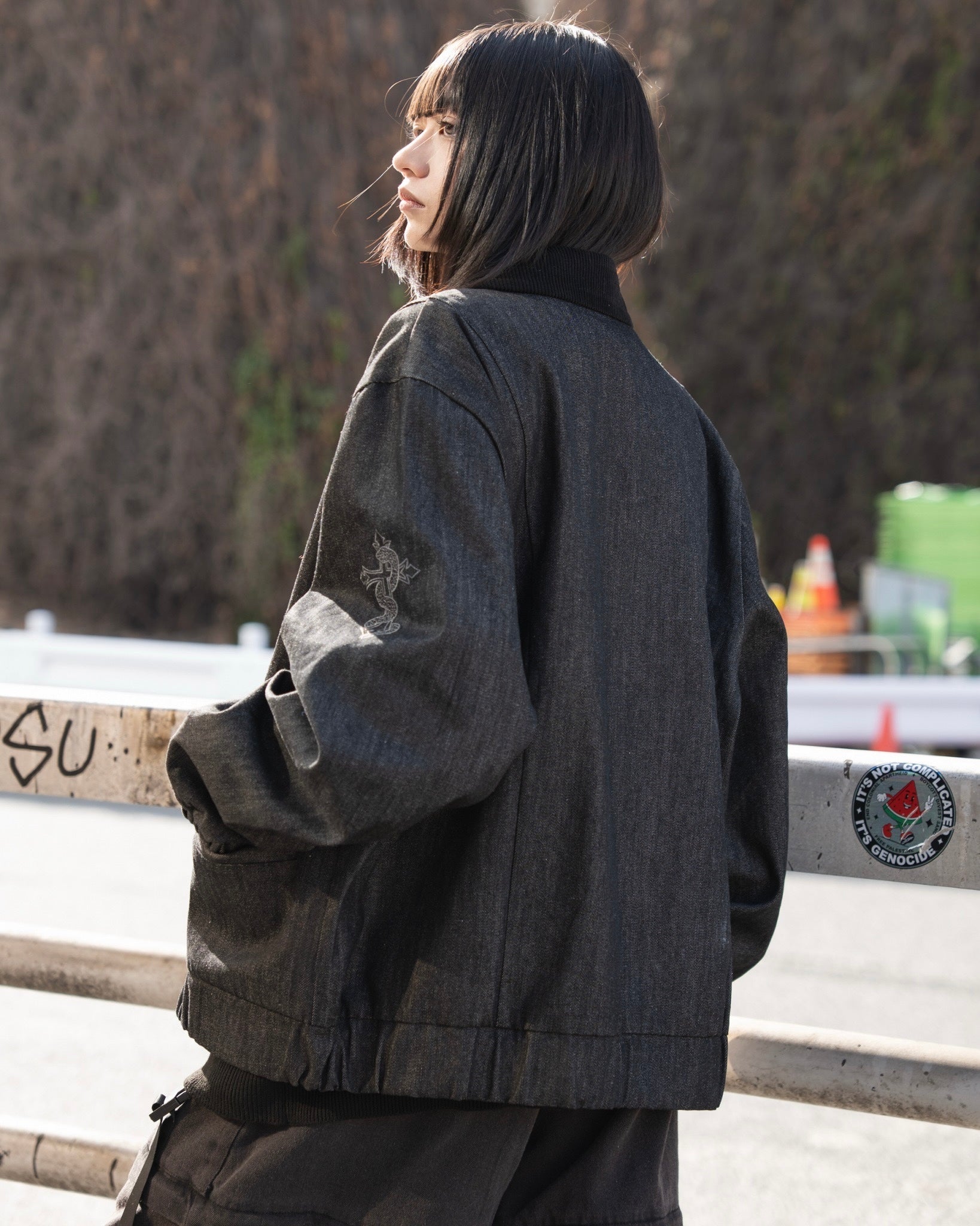 gibous snake cross corduroy denim jacket