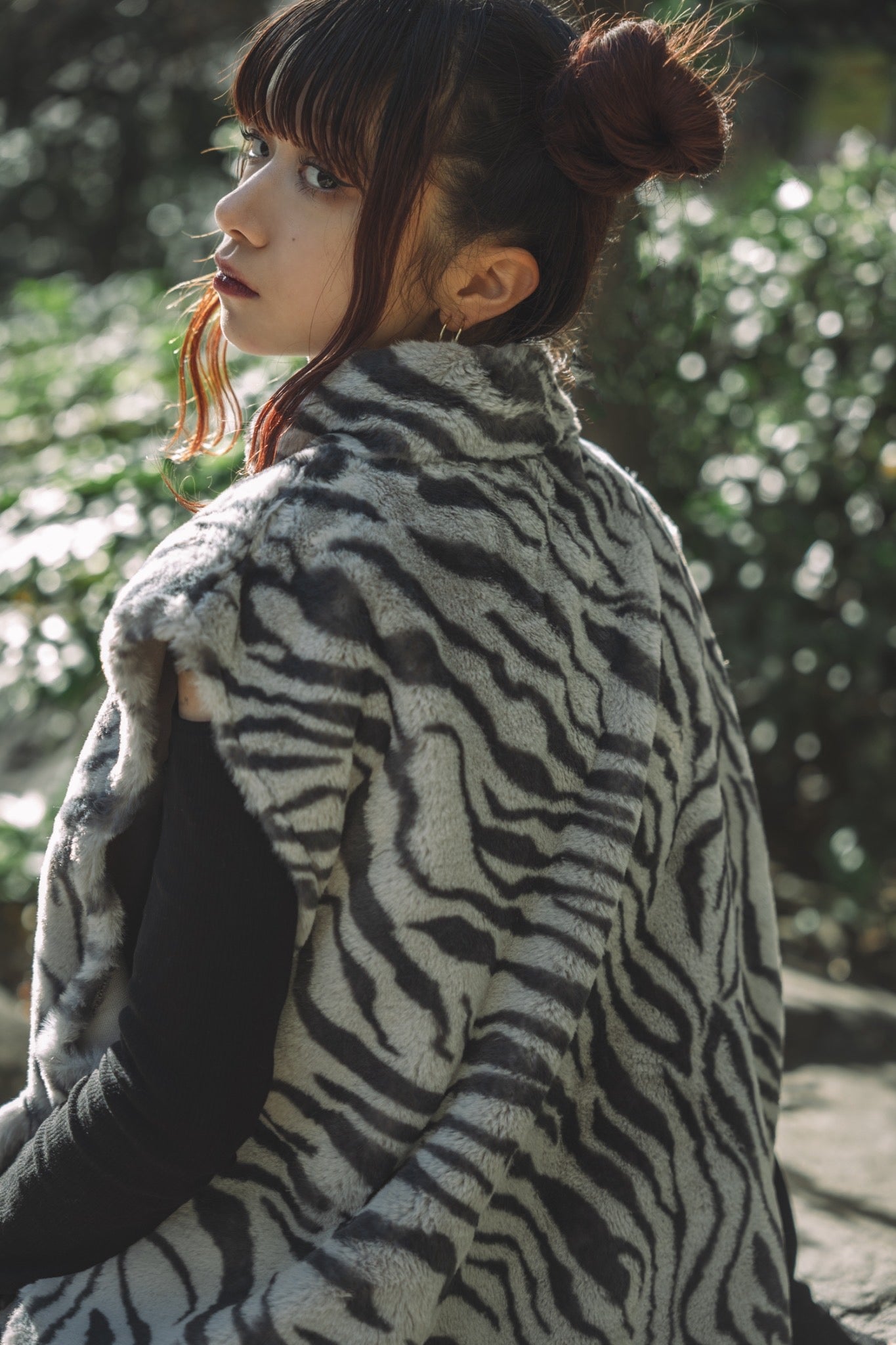 gibous zebra fur vest