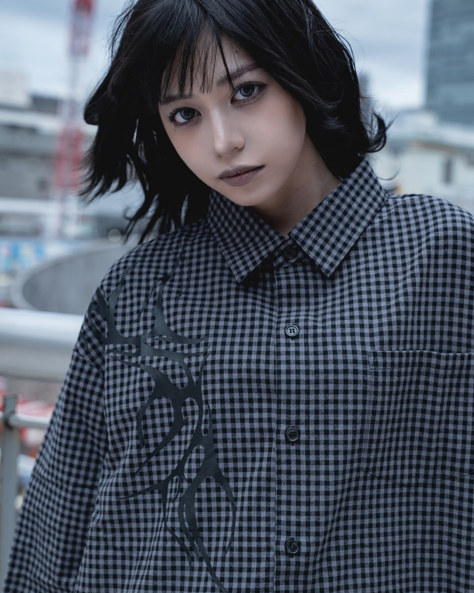 gibous check tribal snake cross shirt