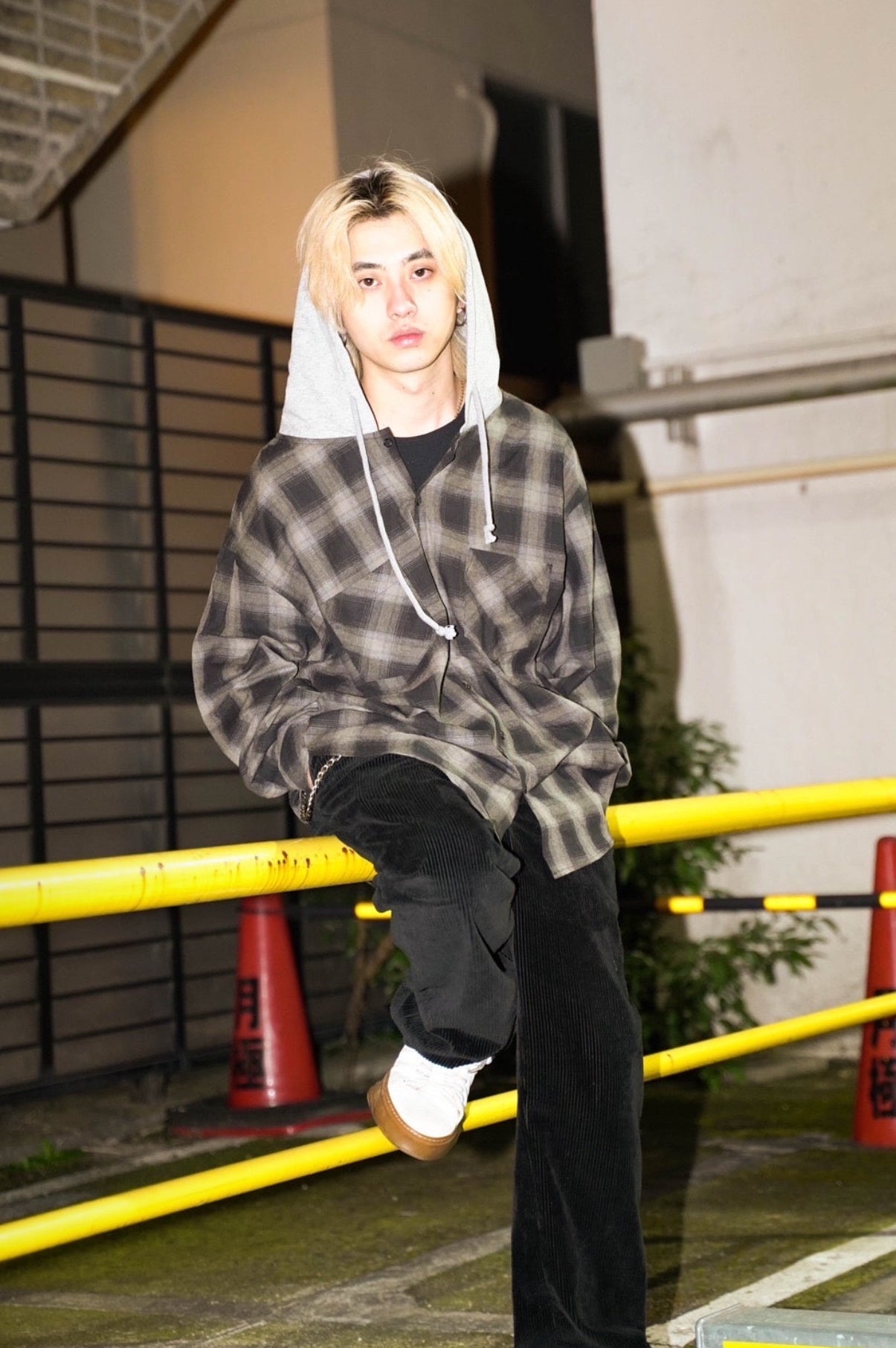 【再販】gibous snake scorpion check shirt hoodie