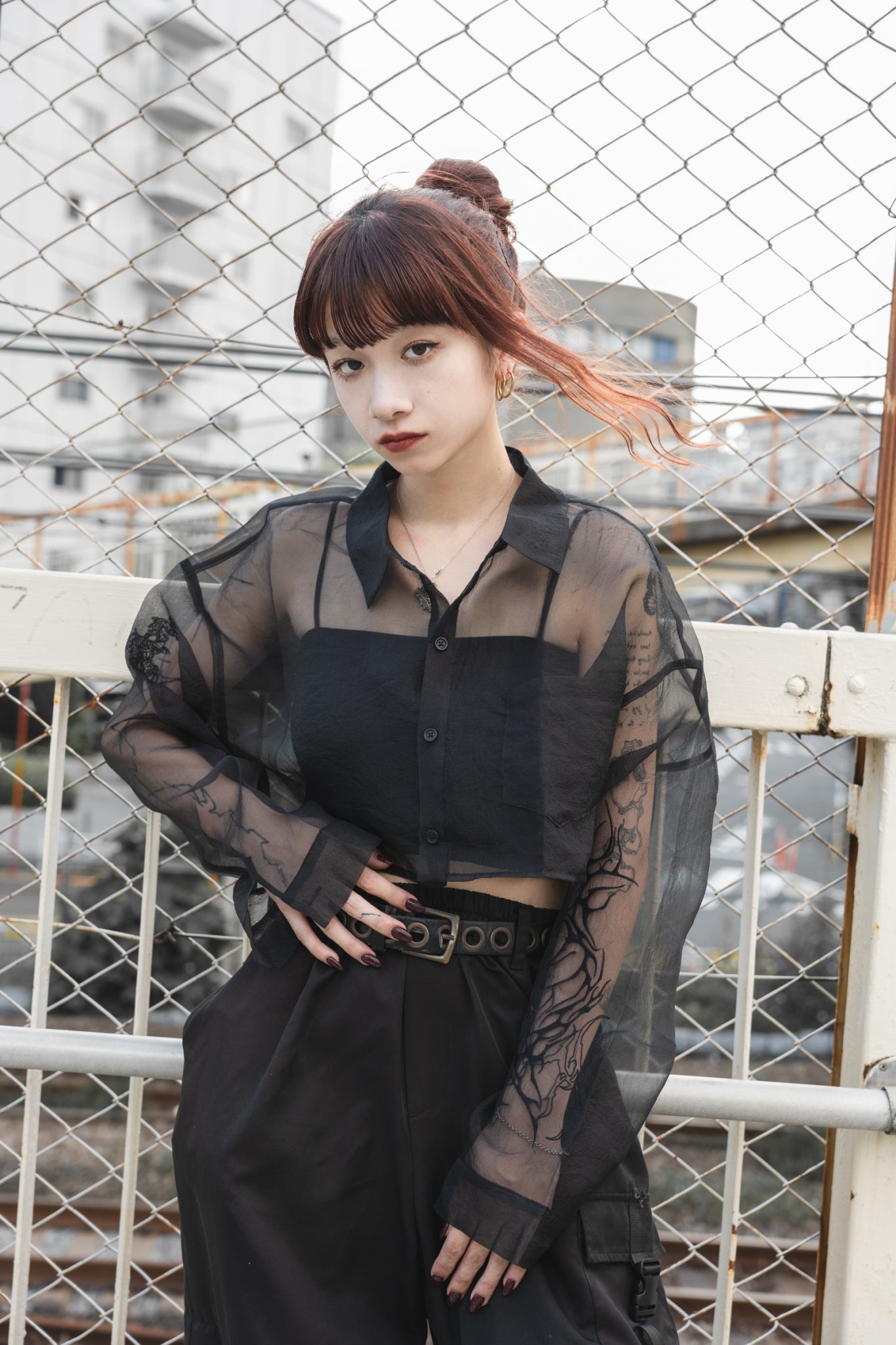 gibous tattoo sheer shirt short