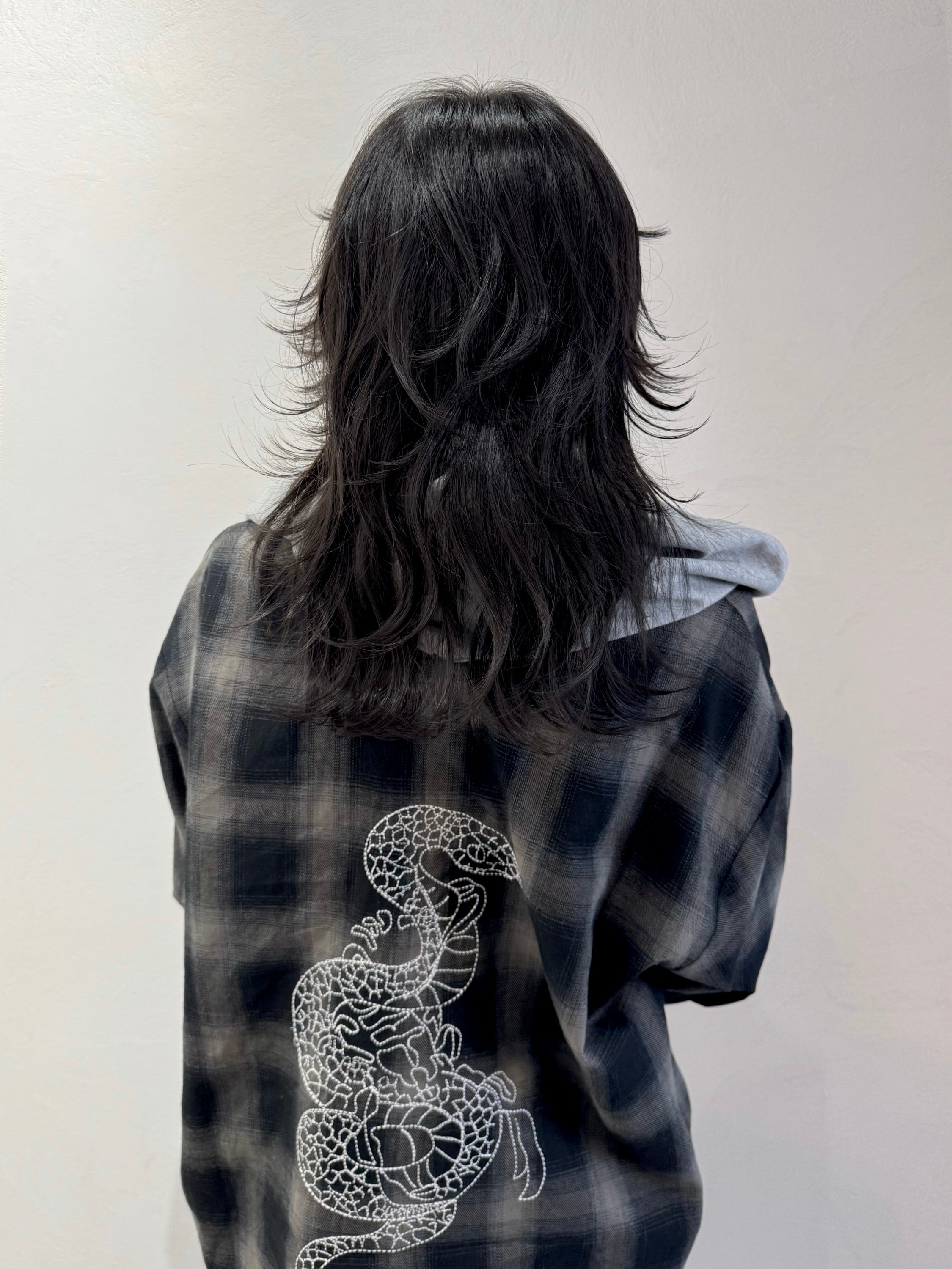 【再販】gibous snake scorpion check shirt hoodie