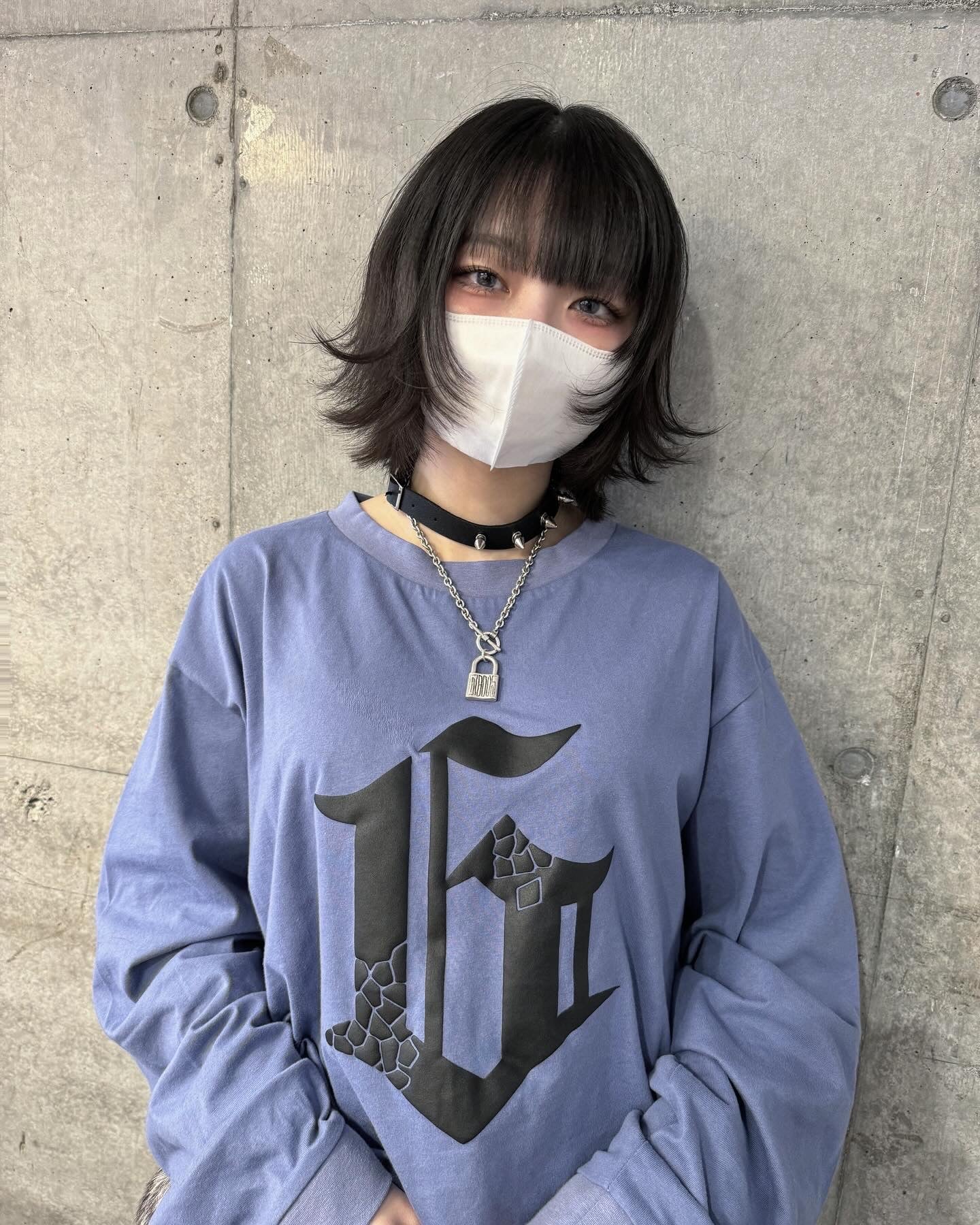 gibous G puff print long t shirt blue