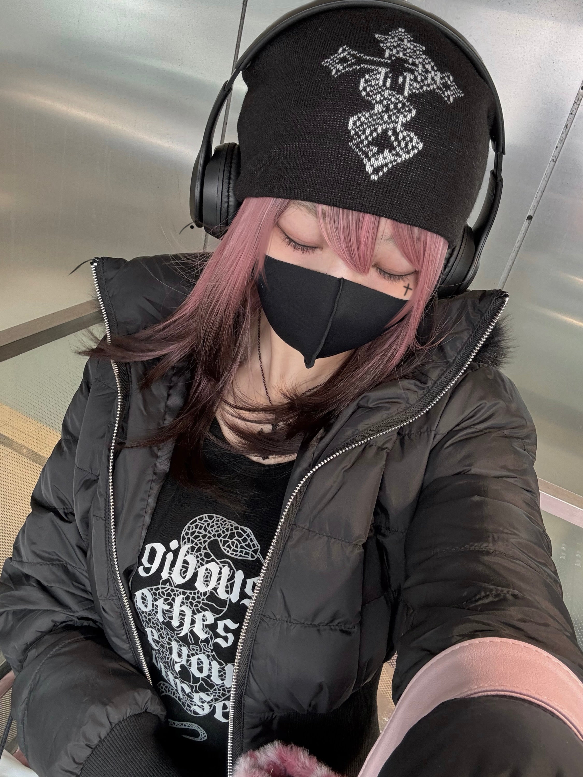 gibous snake cross digital beanie