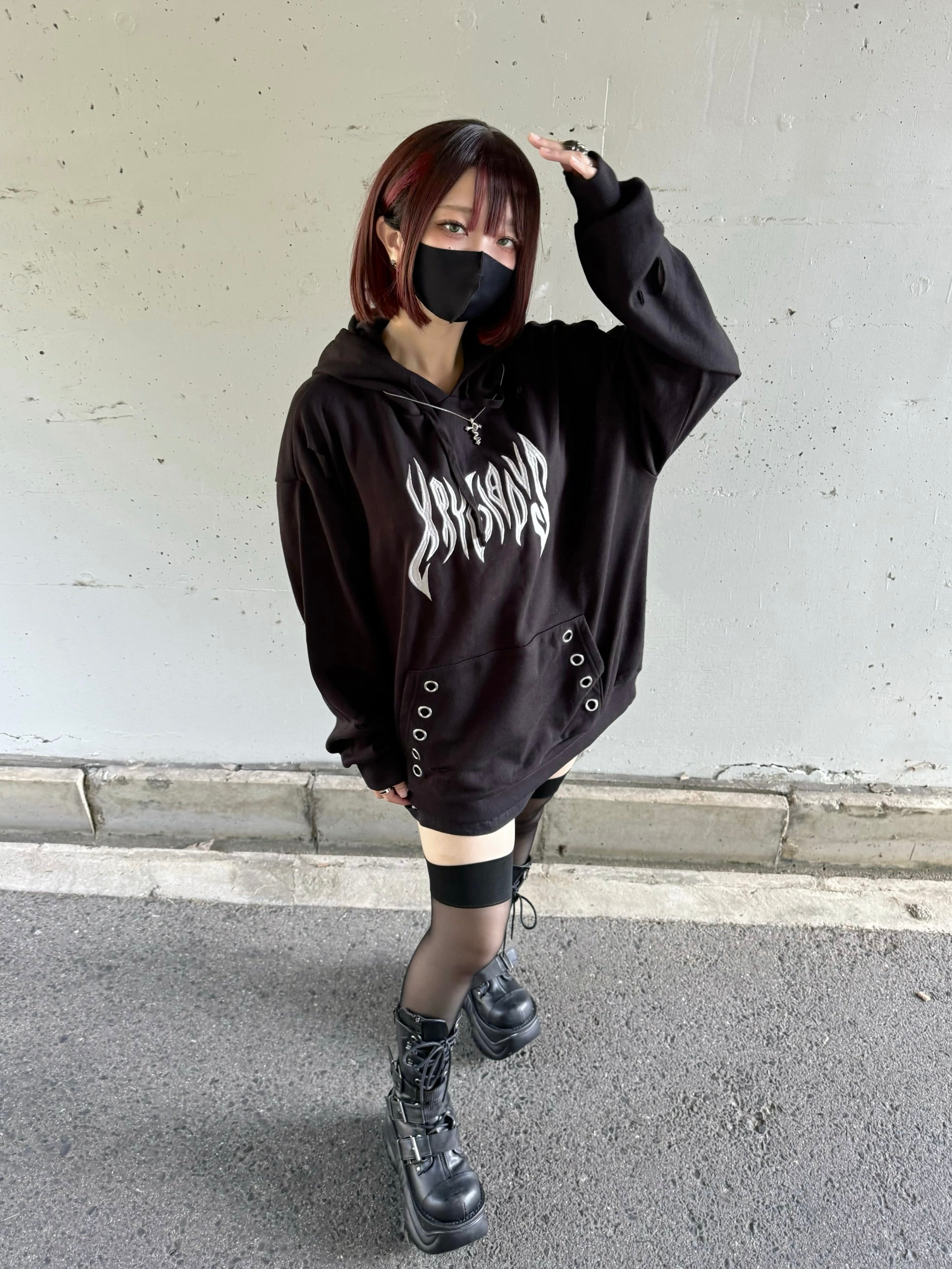 gibous×kry eyelet punk parker