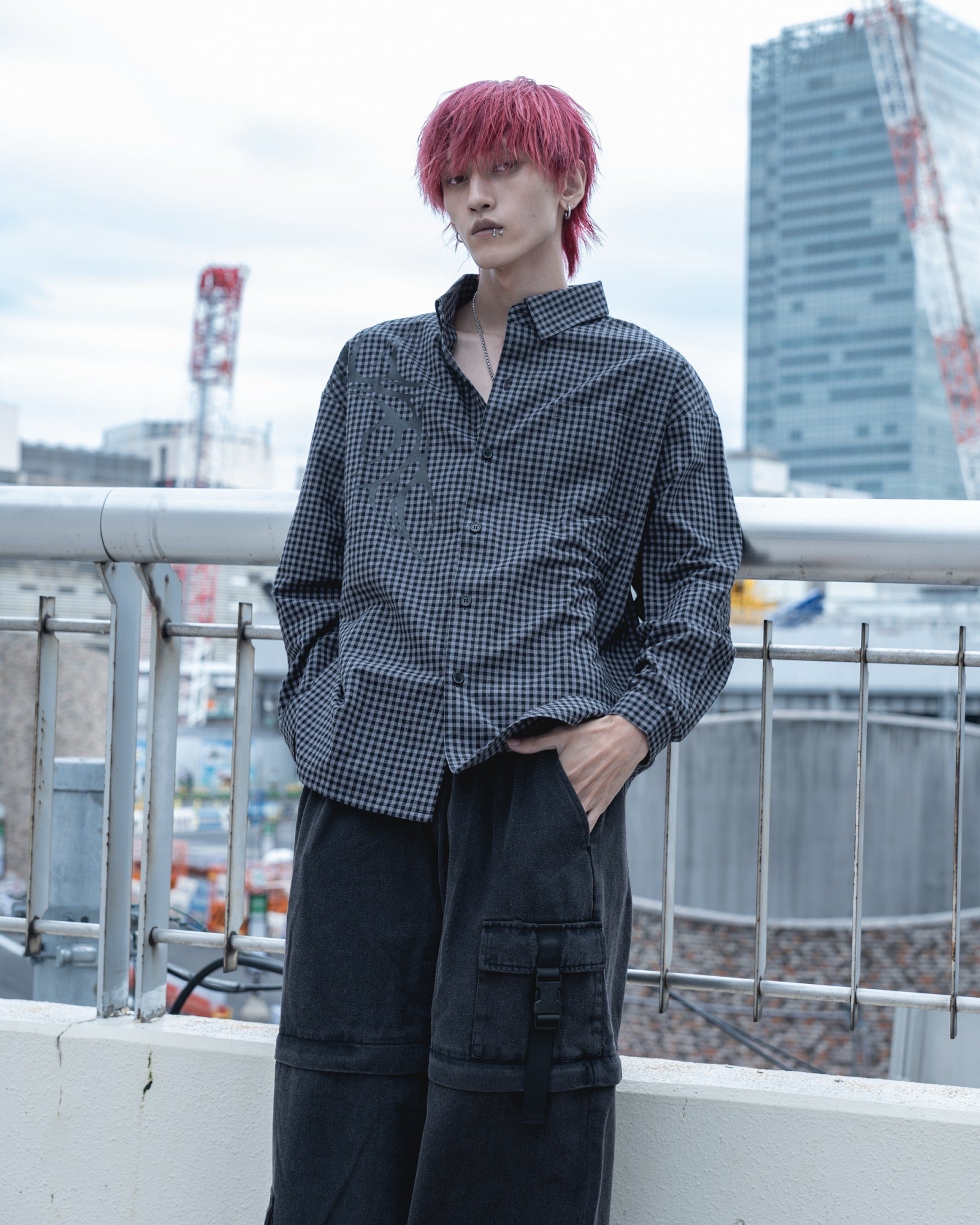gibous check tribal snake cross shirt