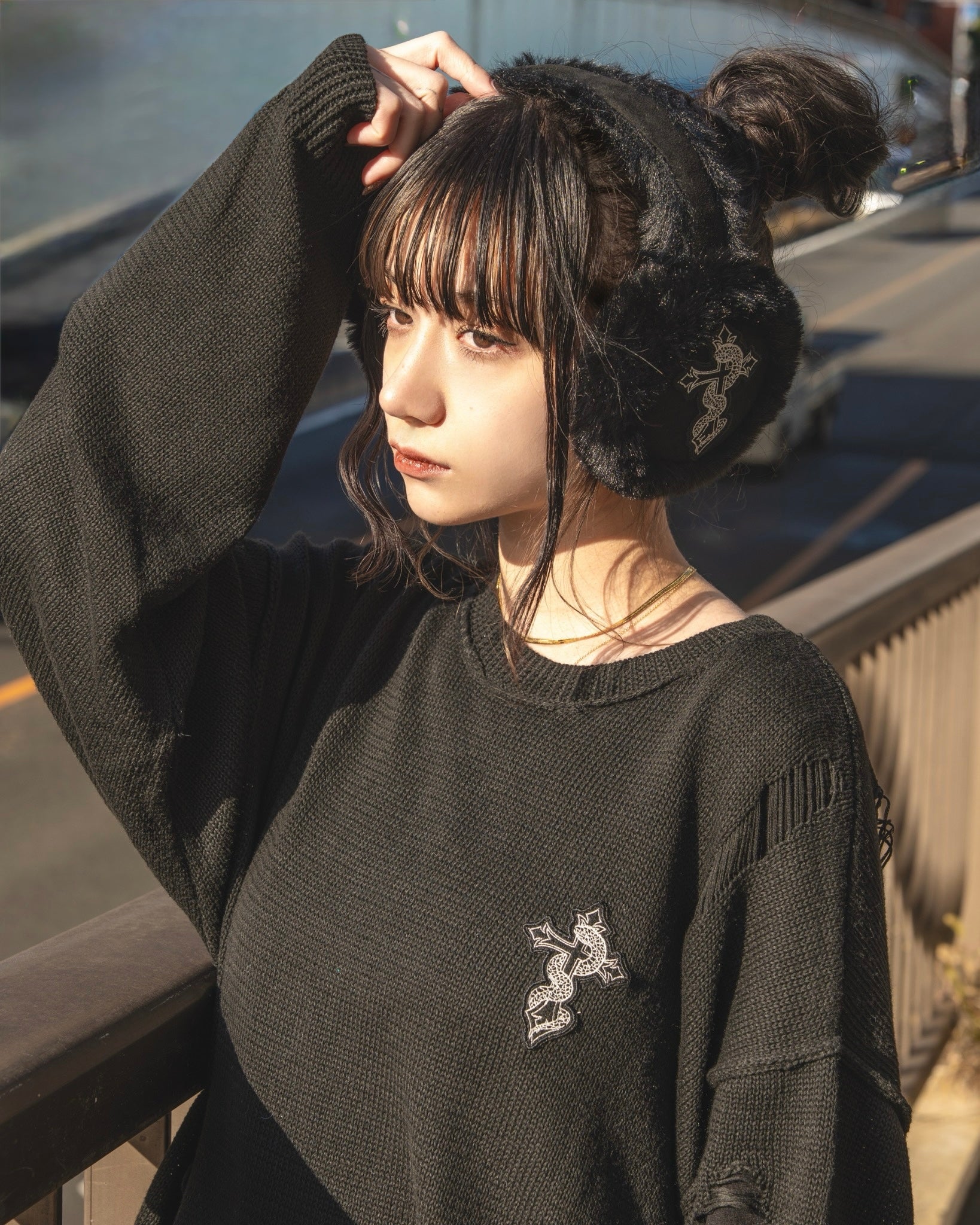 gibous snake cross black fur earflap