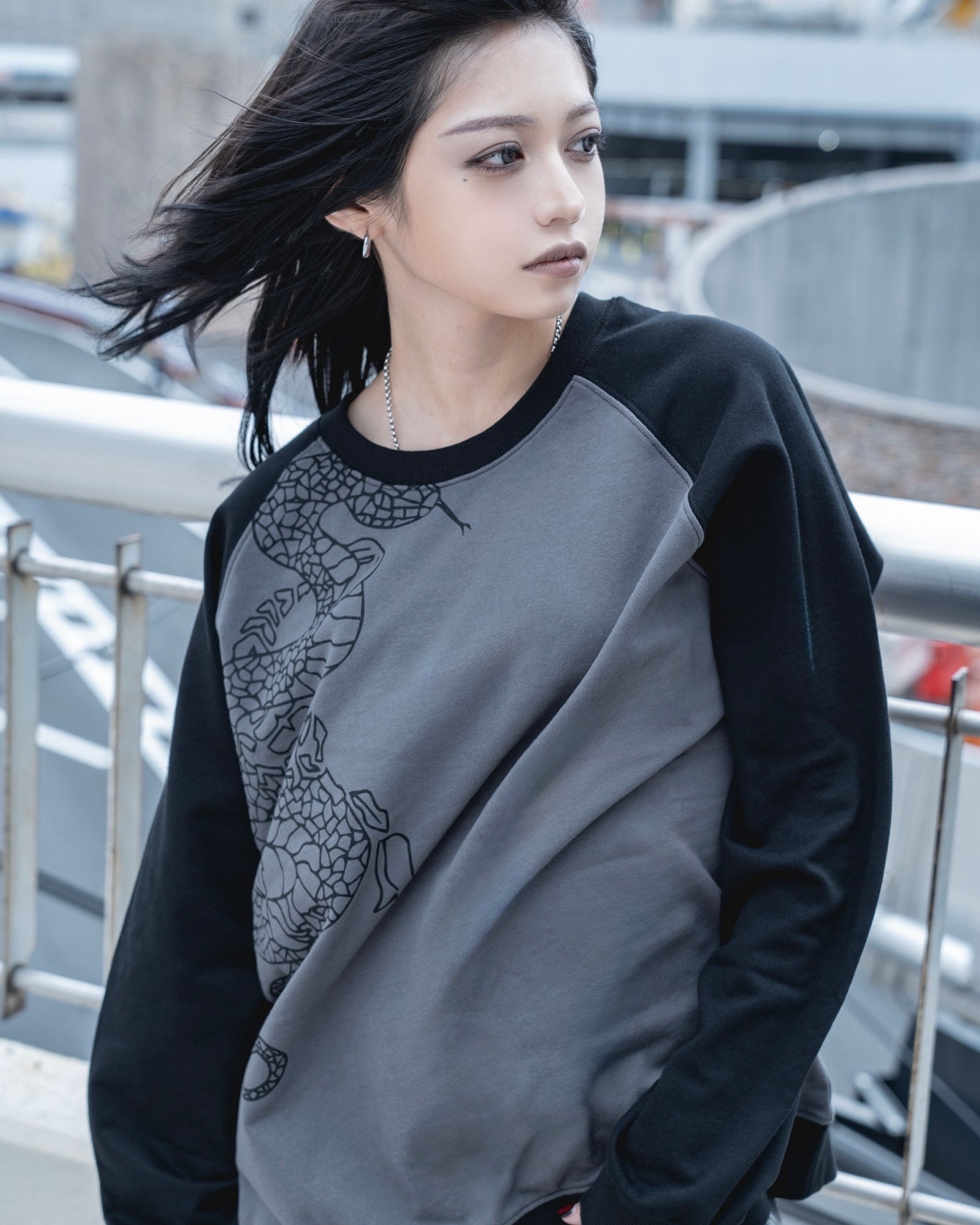 gibous snake scorpion raglan sweatshirt