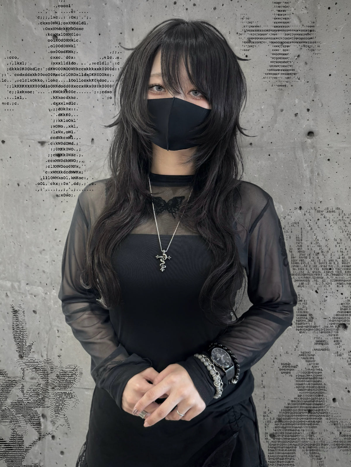 再販】gibous tattoo sheer tops