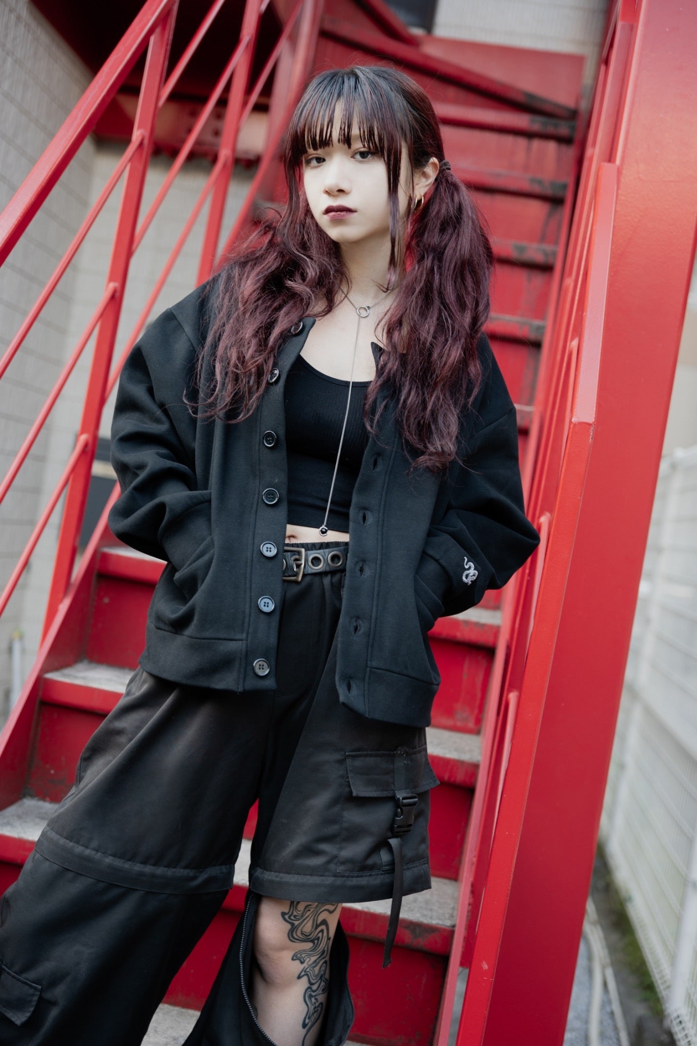 gibous×lhp sweat cardigan black