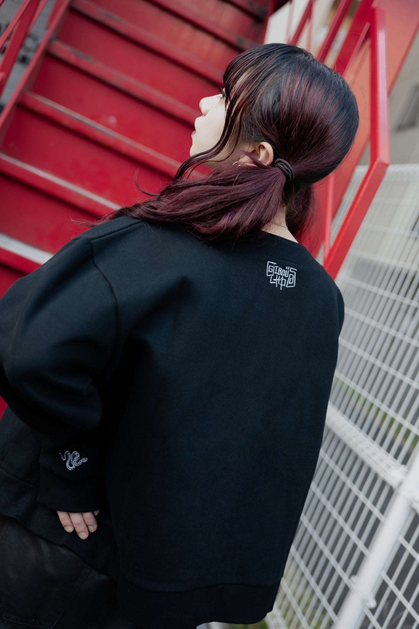 gibous×lhp sweat cardigan black