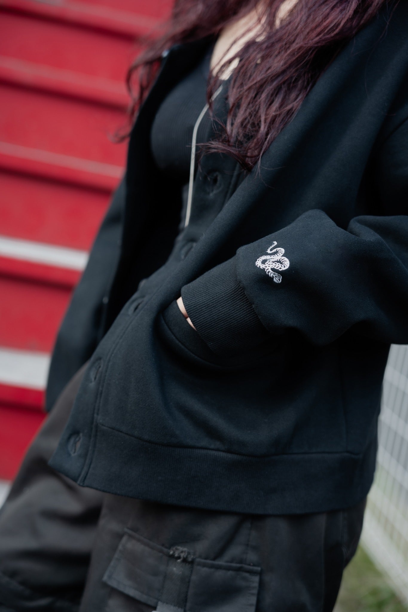 gibous×lhp sweat cardigan black