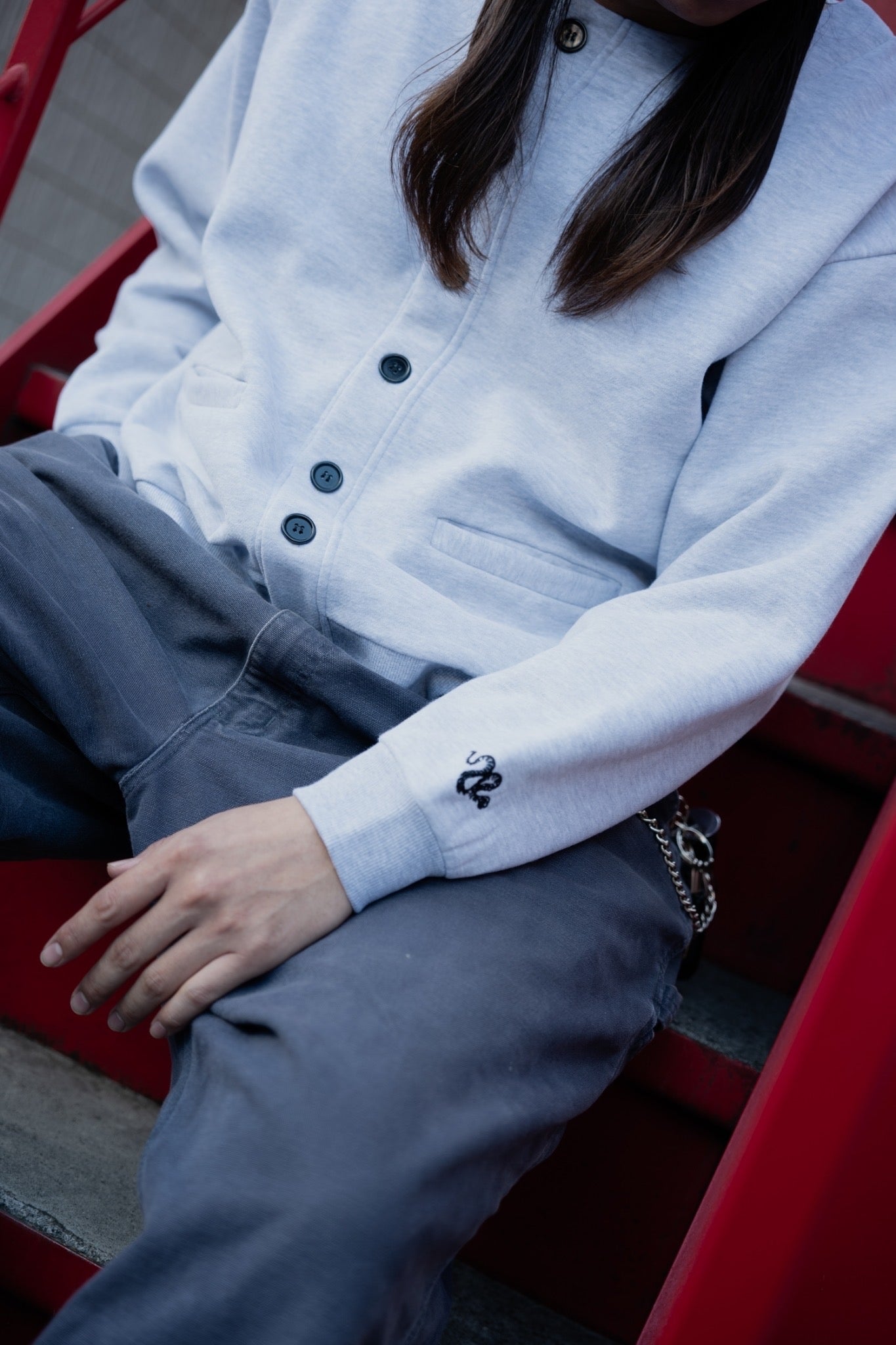 gibous×lhp sweat cardigan light gray