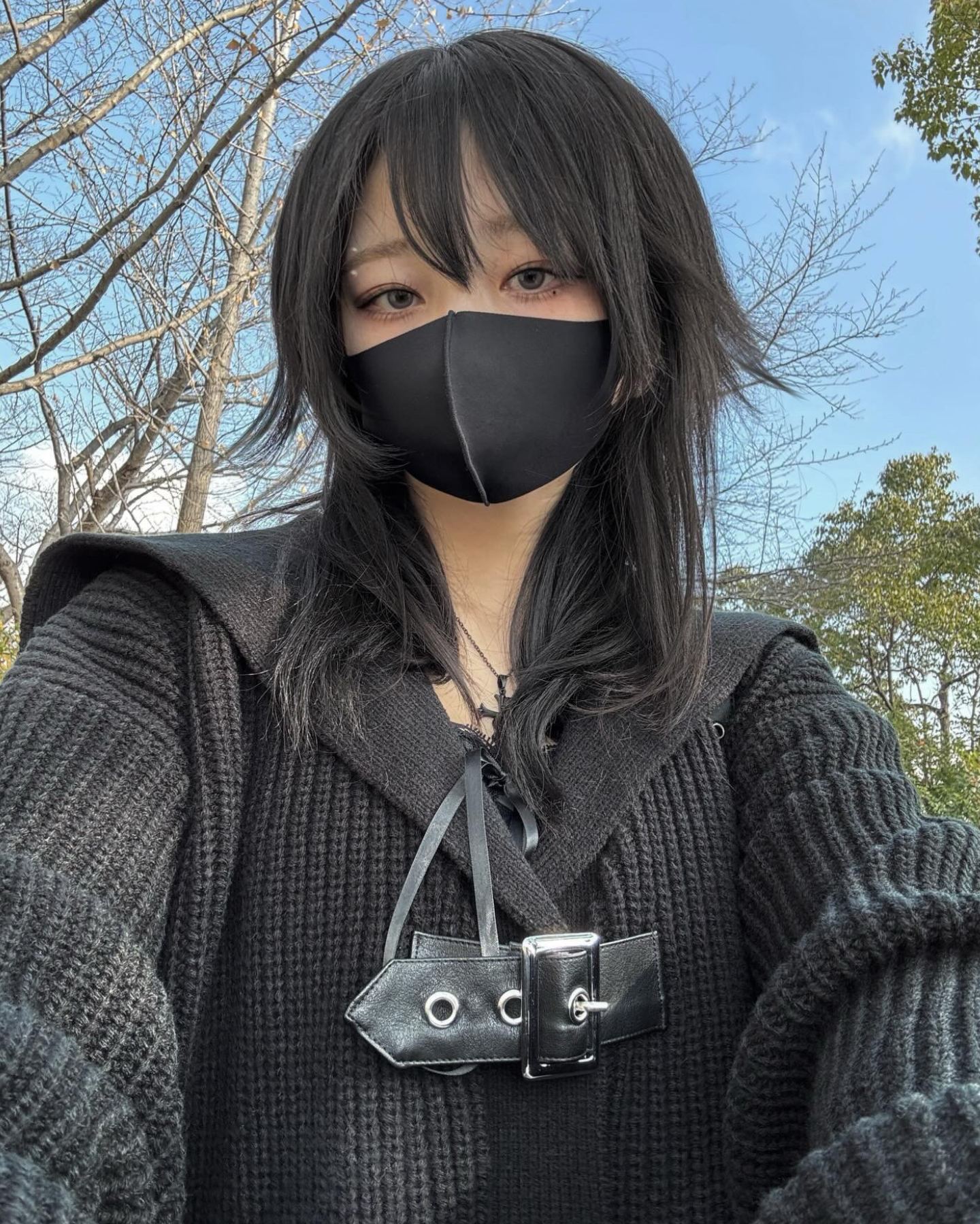 【再販】gibous knit belt sailor cardigan black