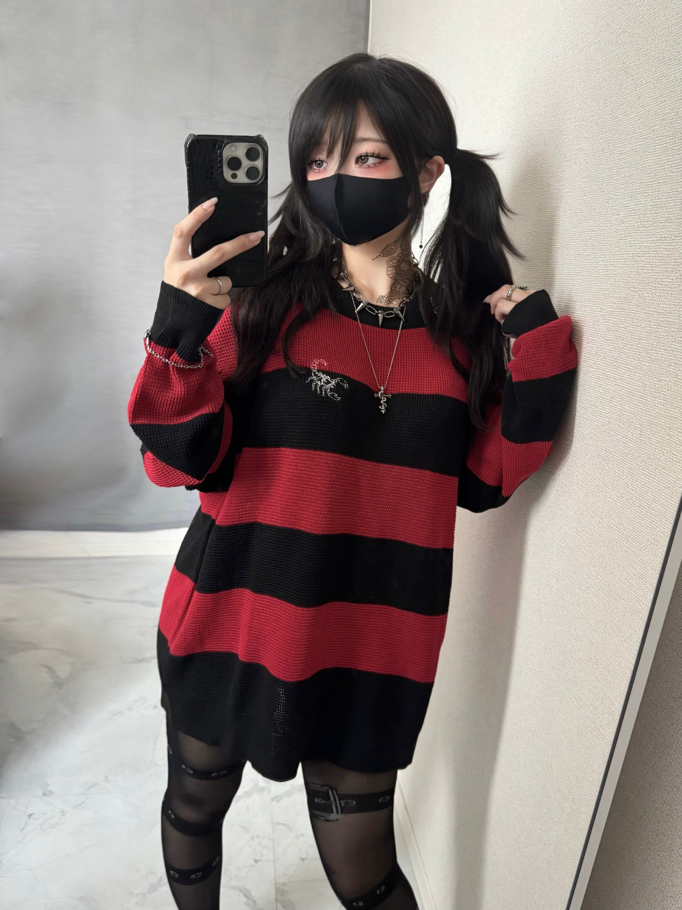 【再販】gibous scorpion mesh chuck border tops red×black