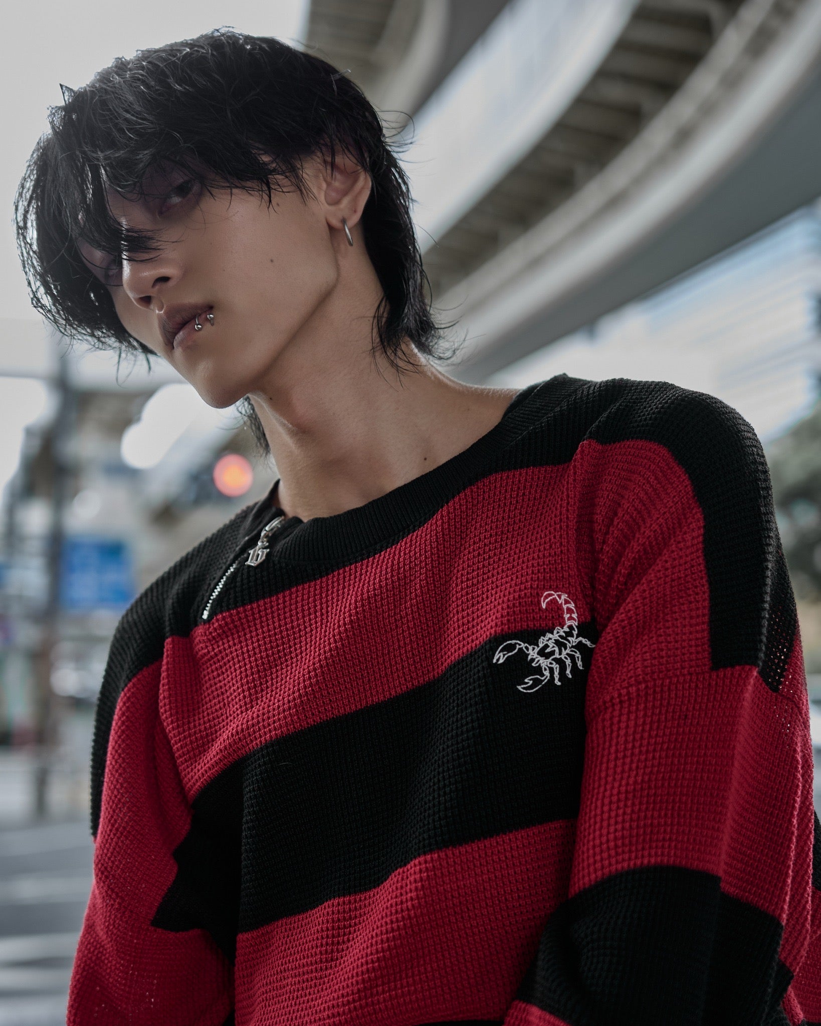【再販】gibous scorpion mesh chuck border tops red×black