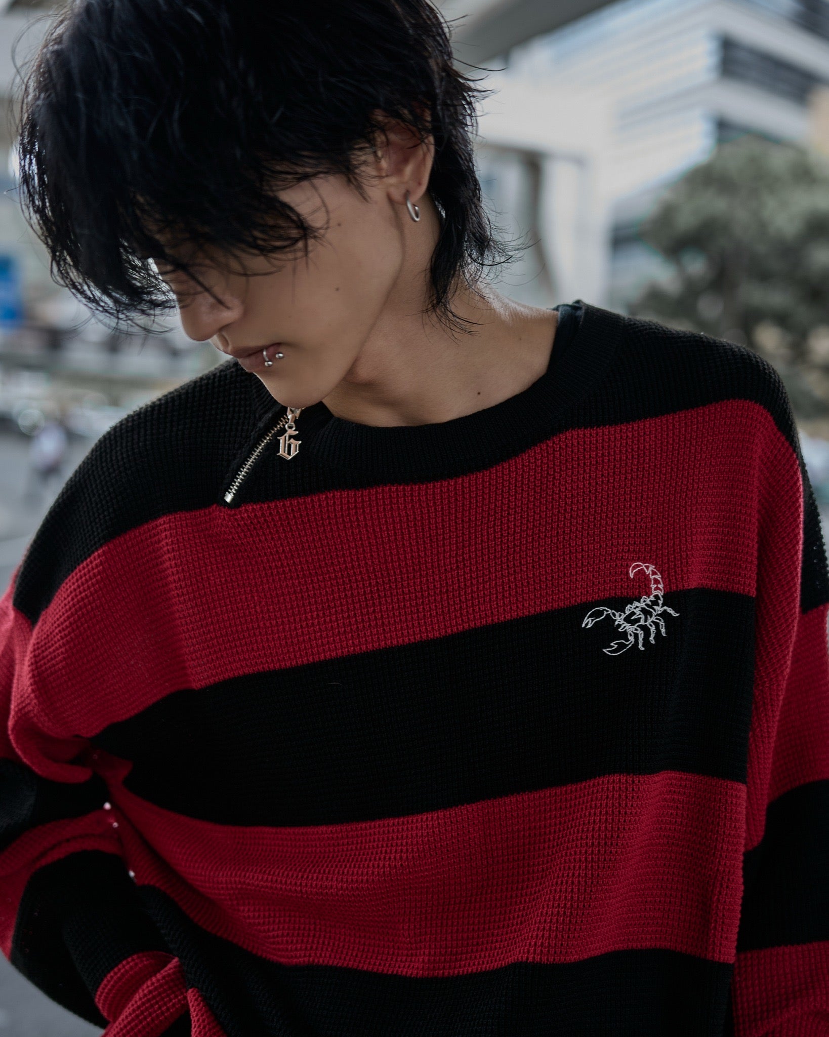 【再販】gibous scorpion mesh chuck border tops red×black
