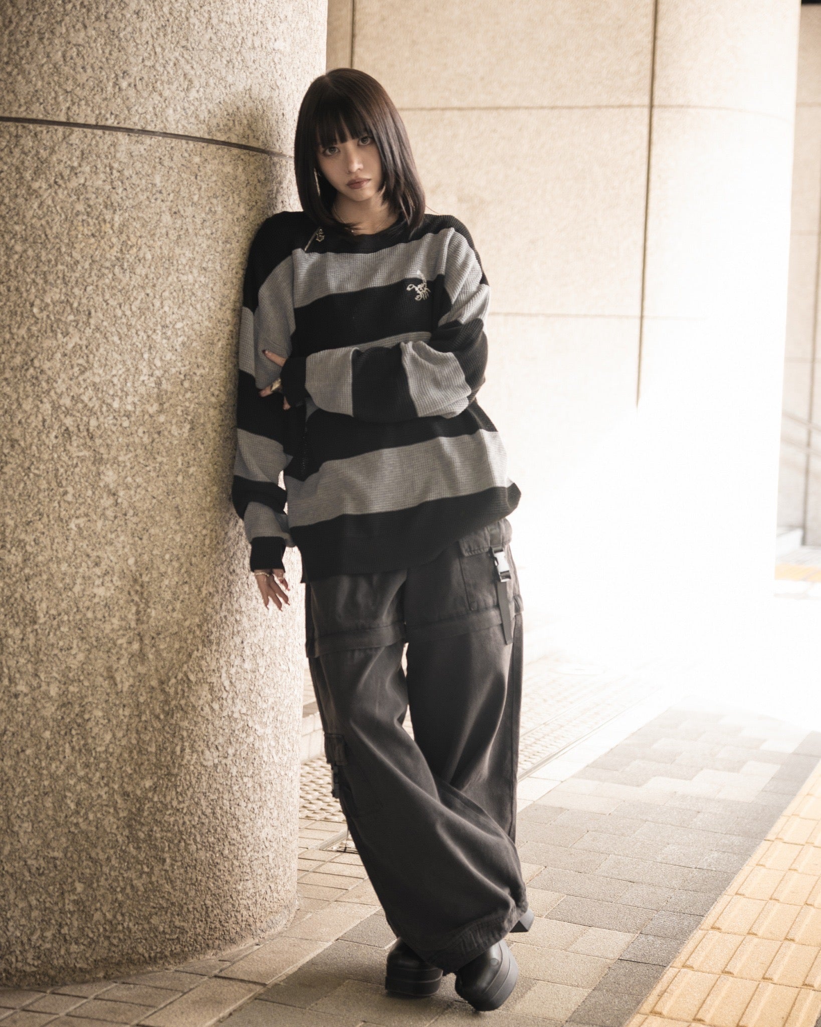 【再販】gibous scorpion mesh chuck border tops grey×black