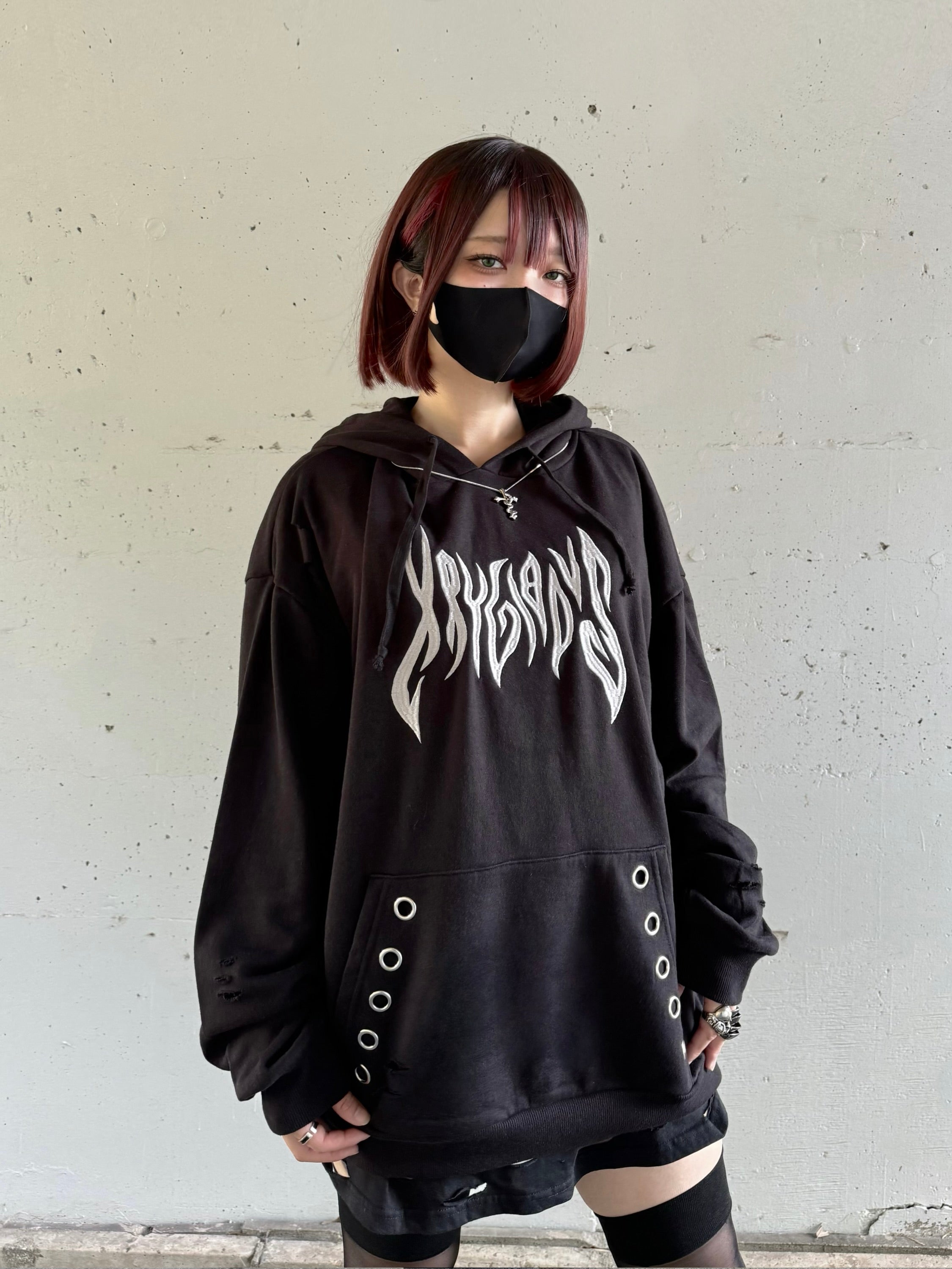 gibous×kry eyelet punk parker
