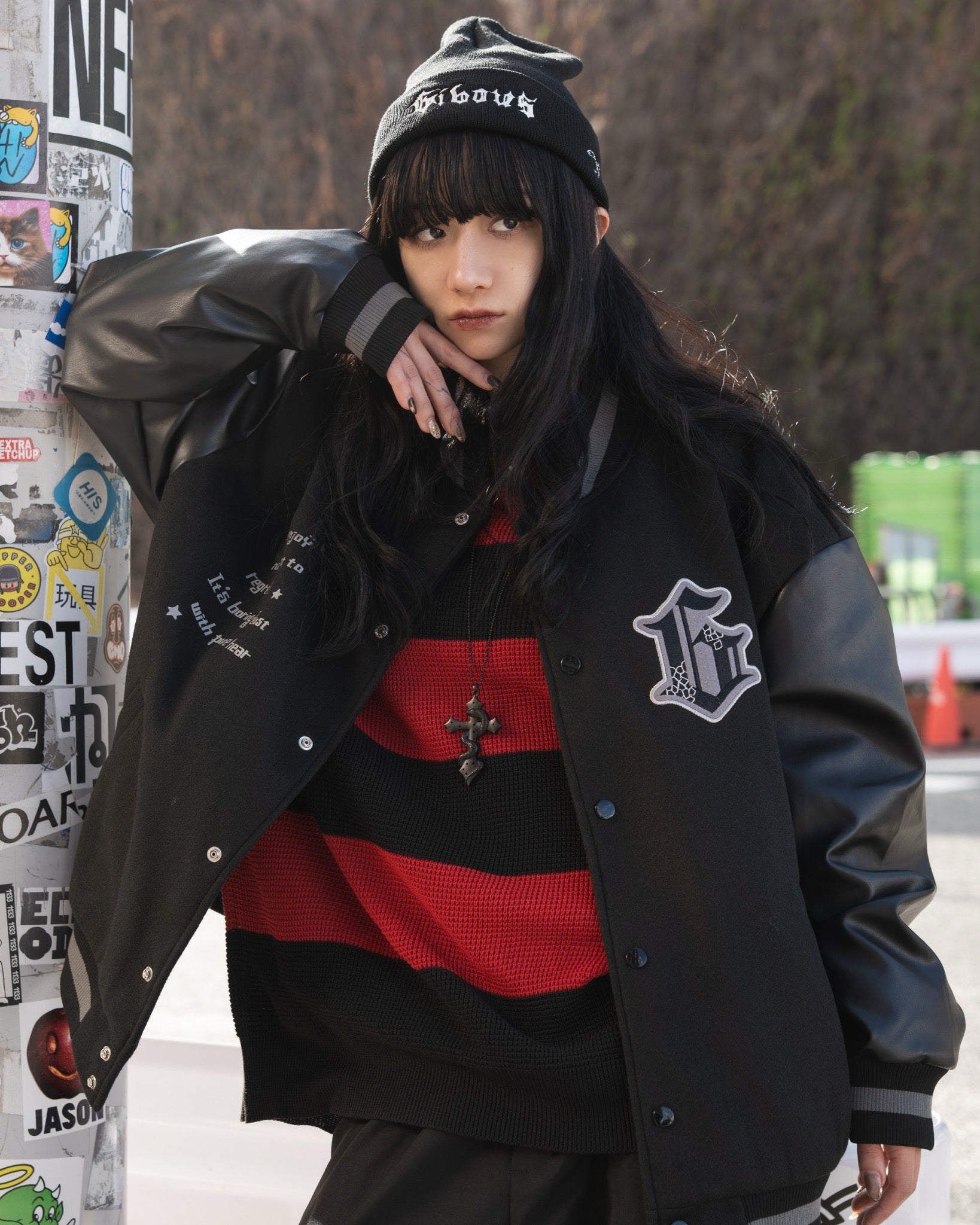 【再販】gibous G snake cross dark stadium jacket
