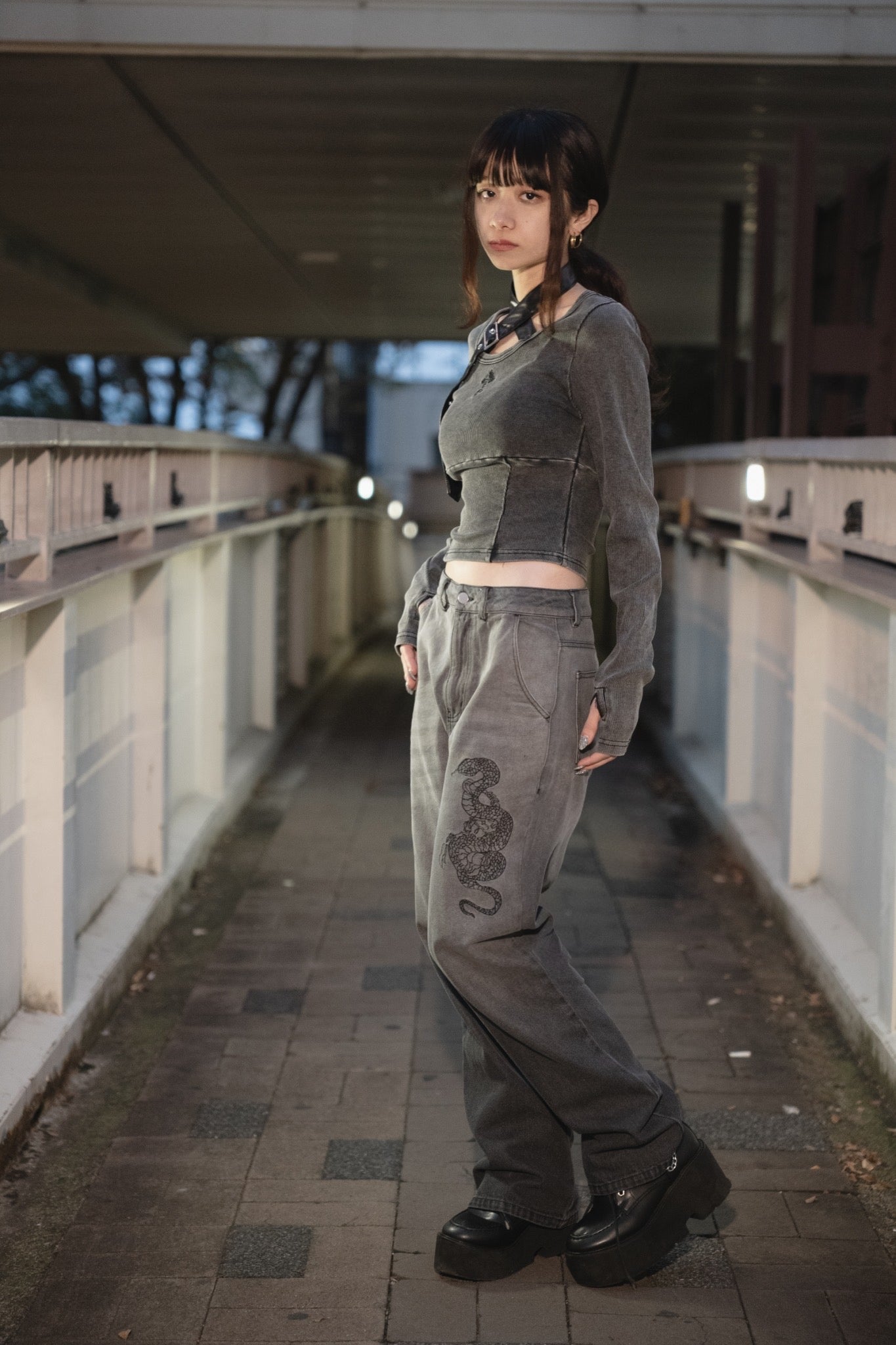 【再販】gibous snake scorpion smokey gradation denim