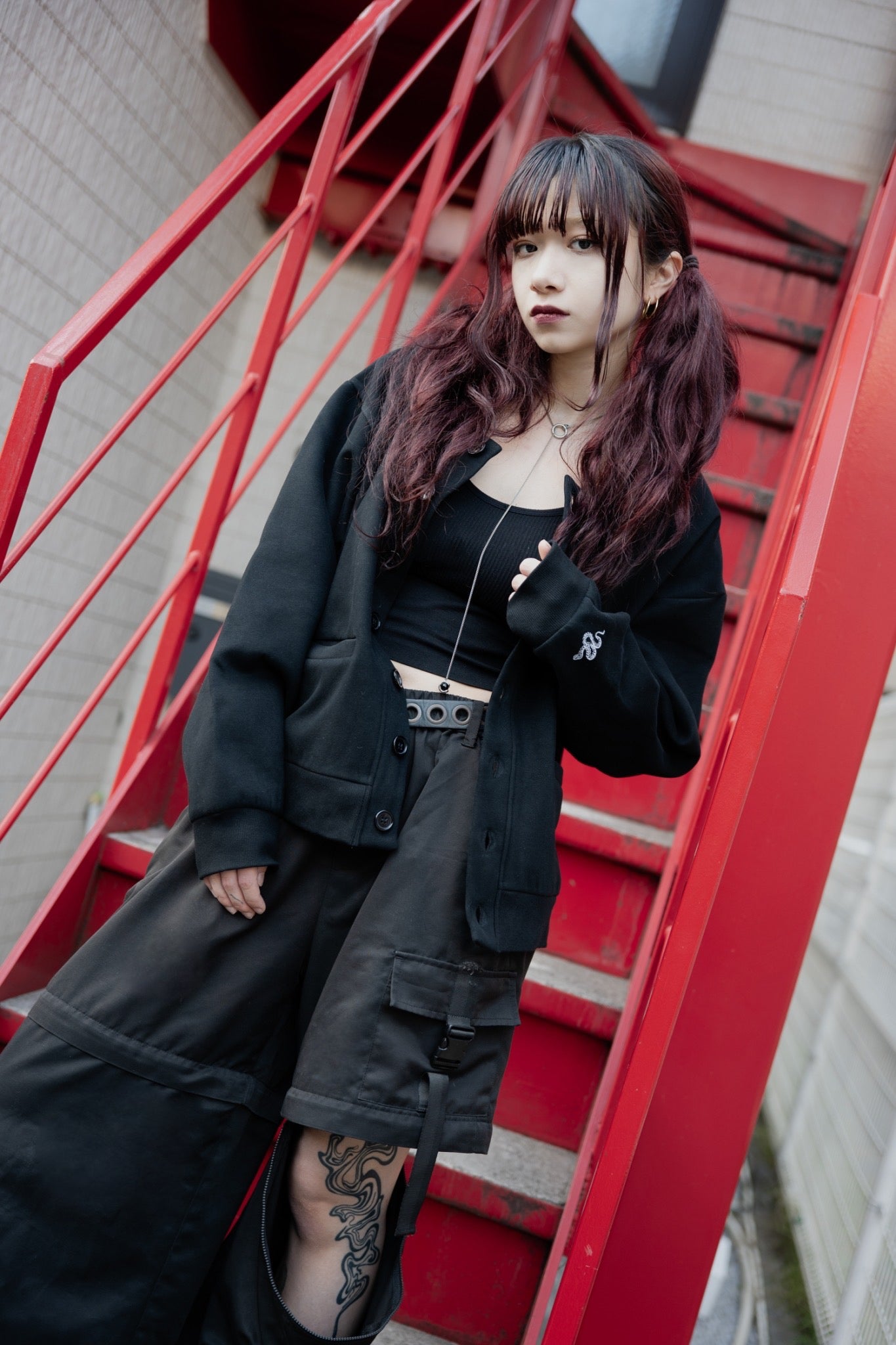 gibous×lhp sweat cardigan black