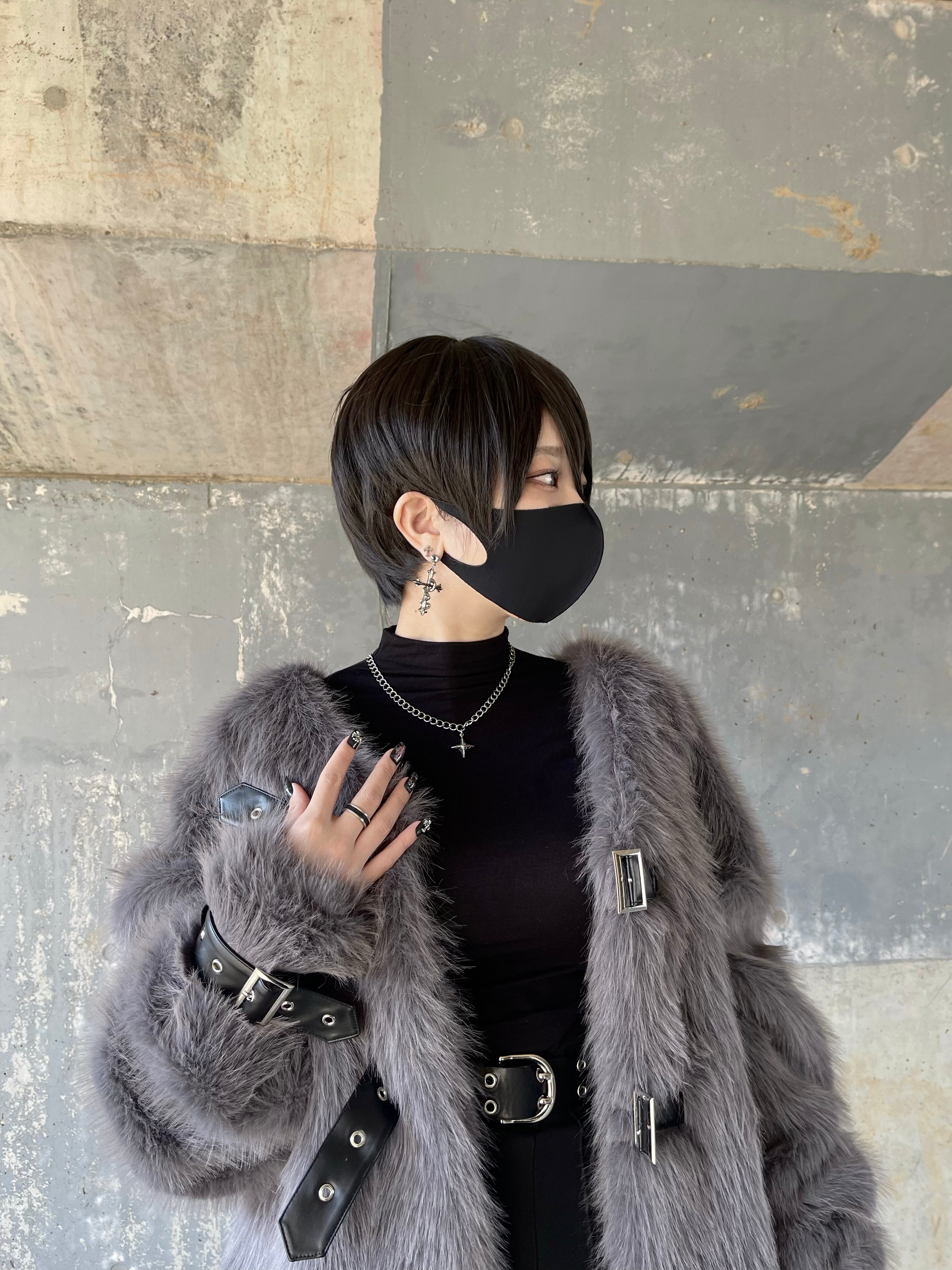 gibous×dependoll fur belt outer gray