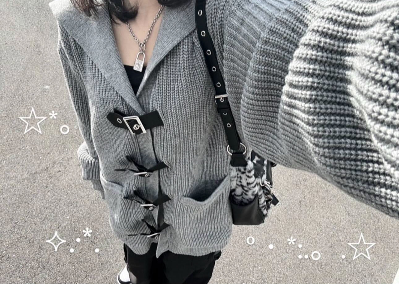 【再販】gibous knit belt sailor cardigan gray