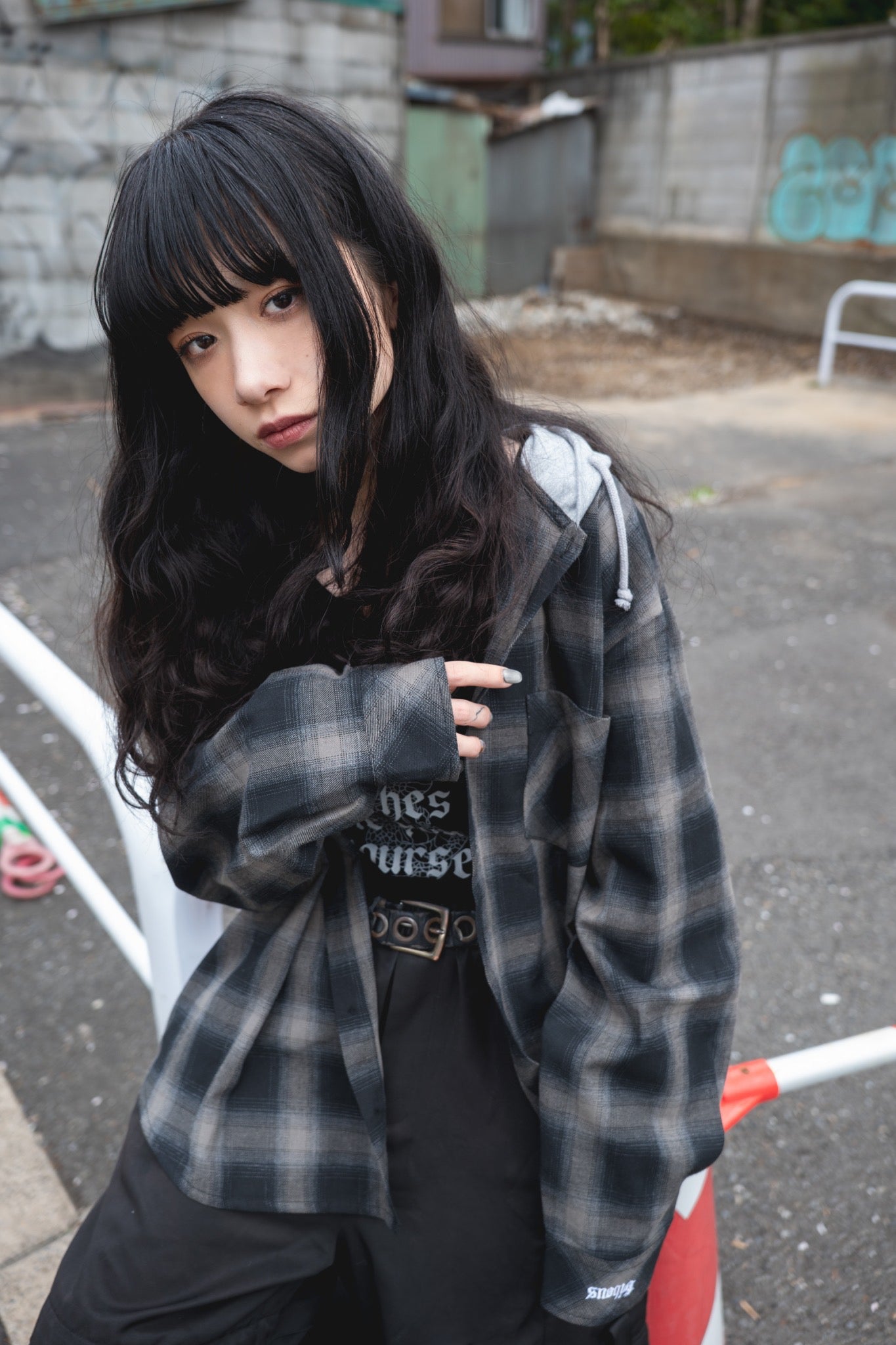 【再販】gibous snake scorpion check shirt hoodie