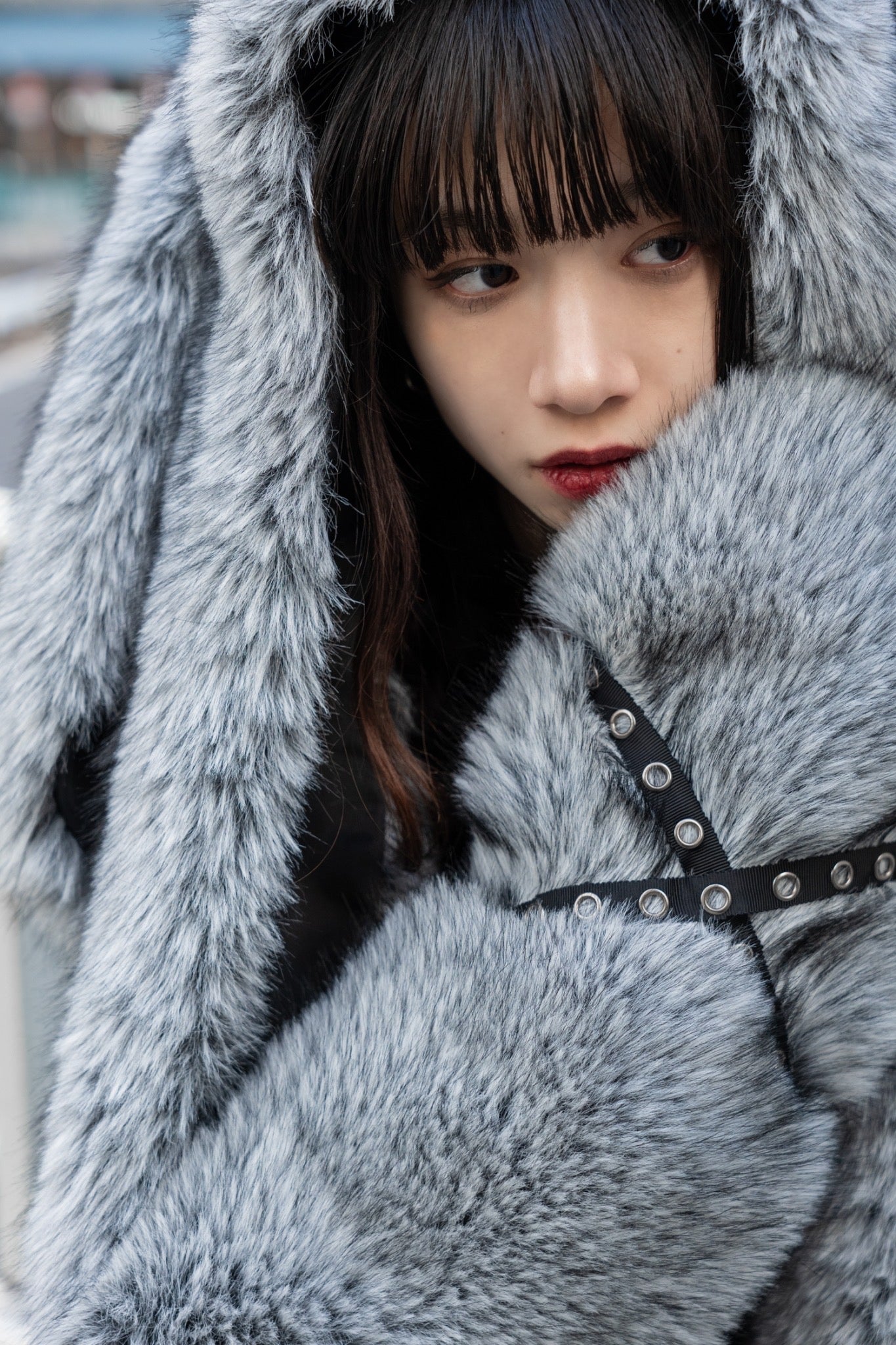 gibous×dependoll rabbit milky fur muffler