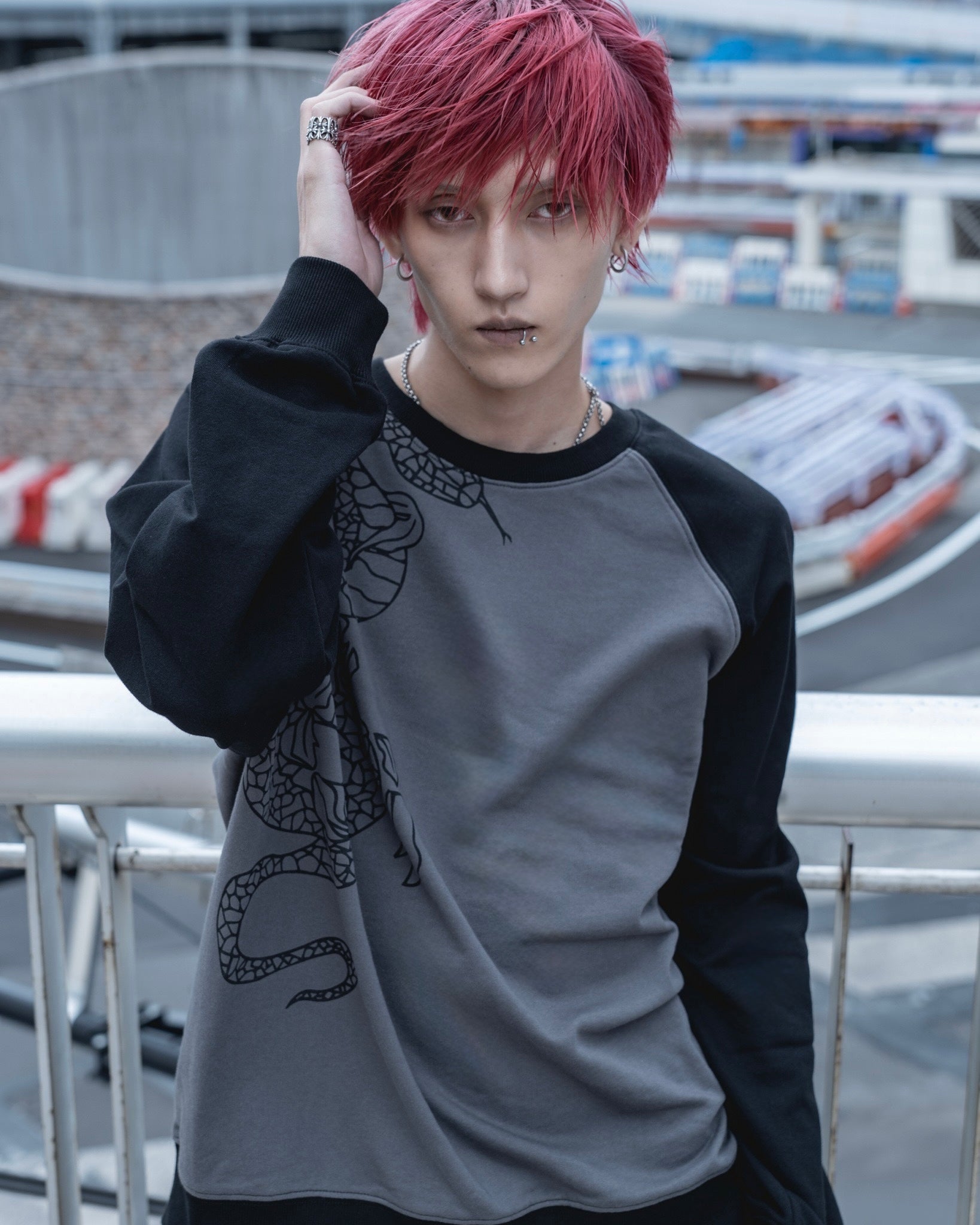 gibous snake scorpion raglan sweatshirt