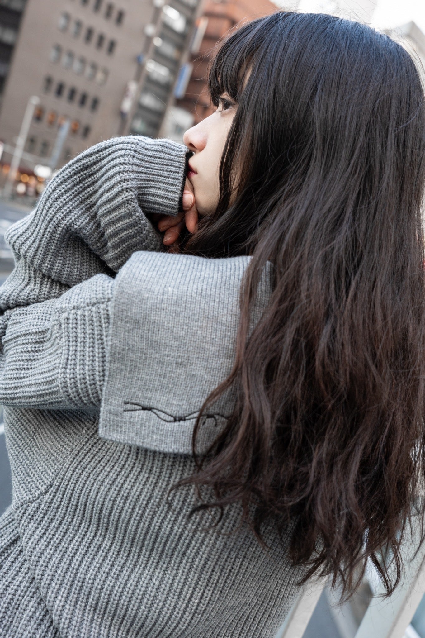 【再販】gibous knit belt sailor cardigan gray