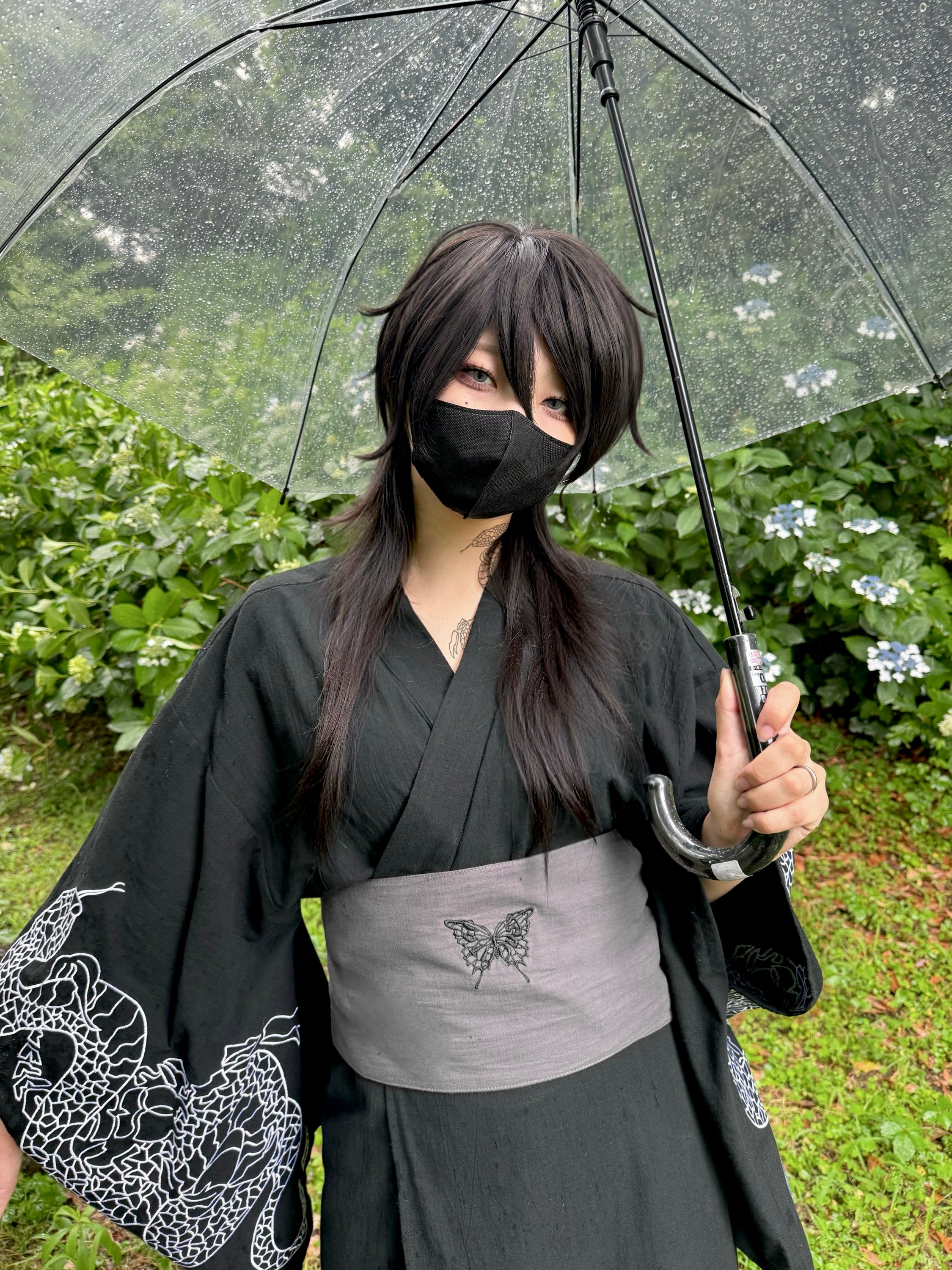 【再販】gibous dark snake yukata black