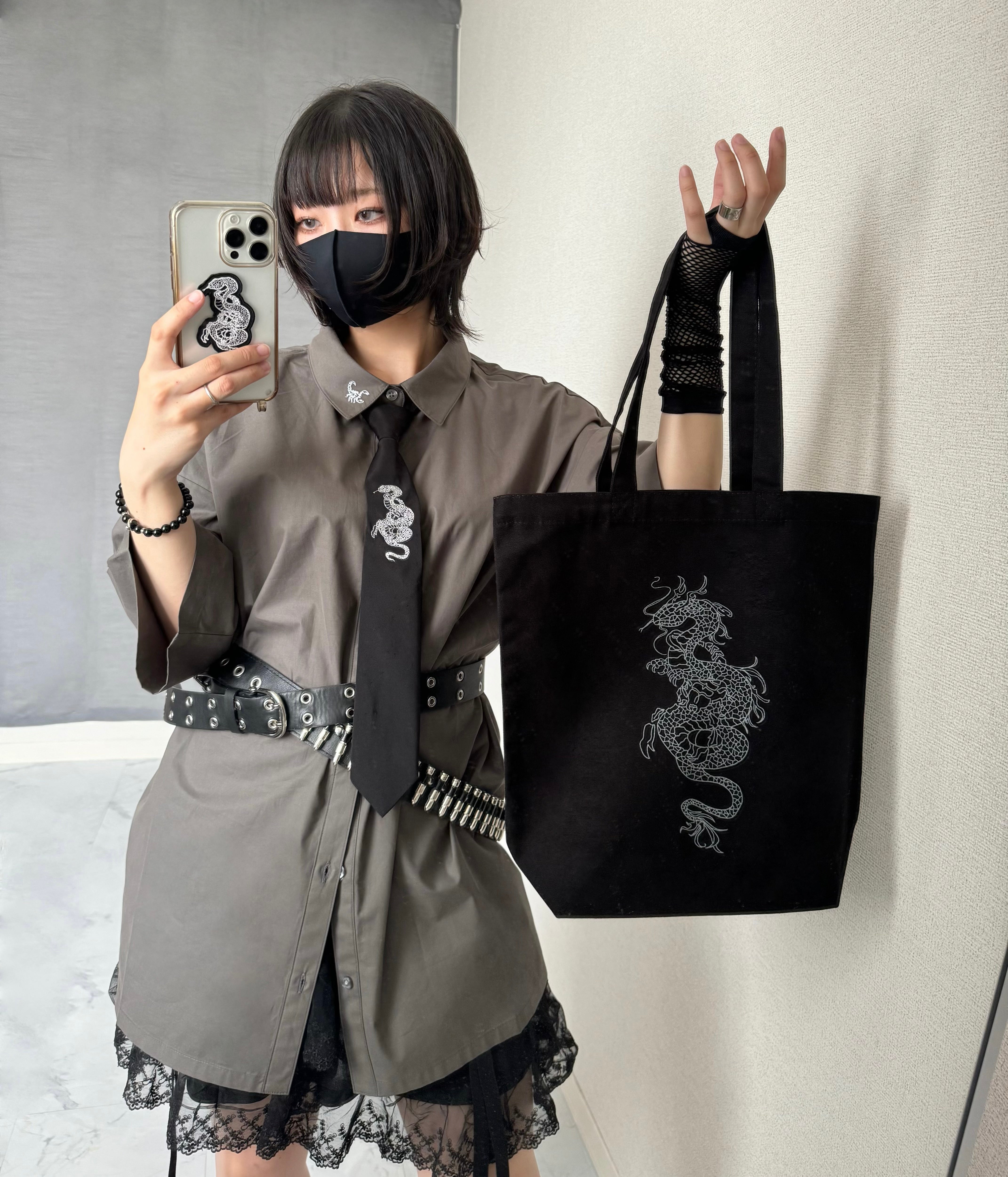 gibous doragon scorpion tote bag 6color