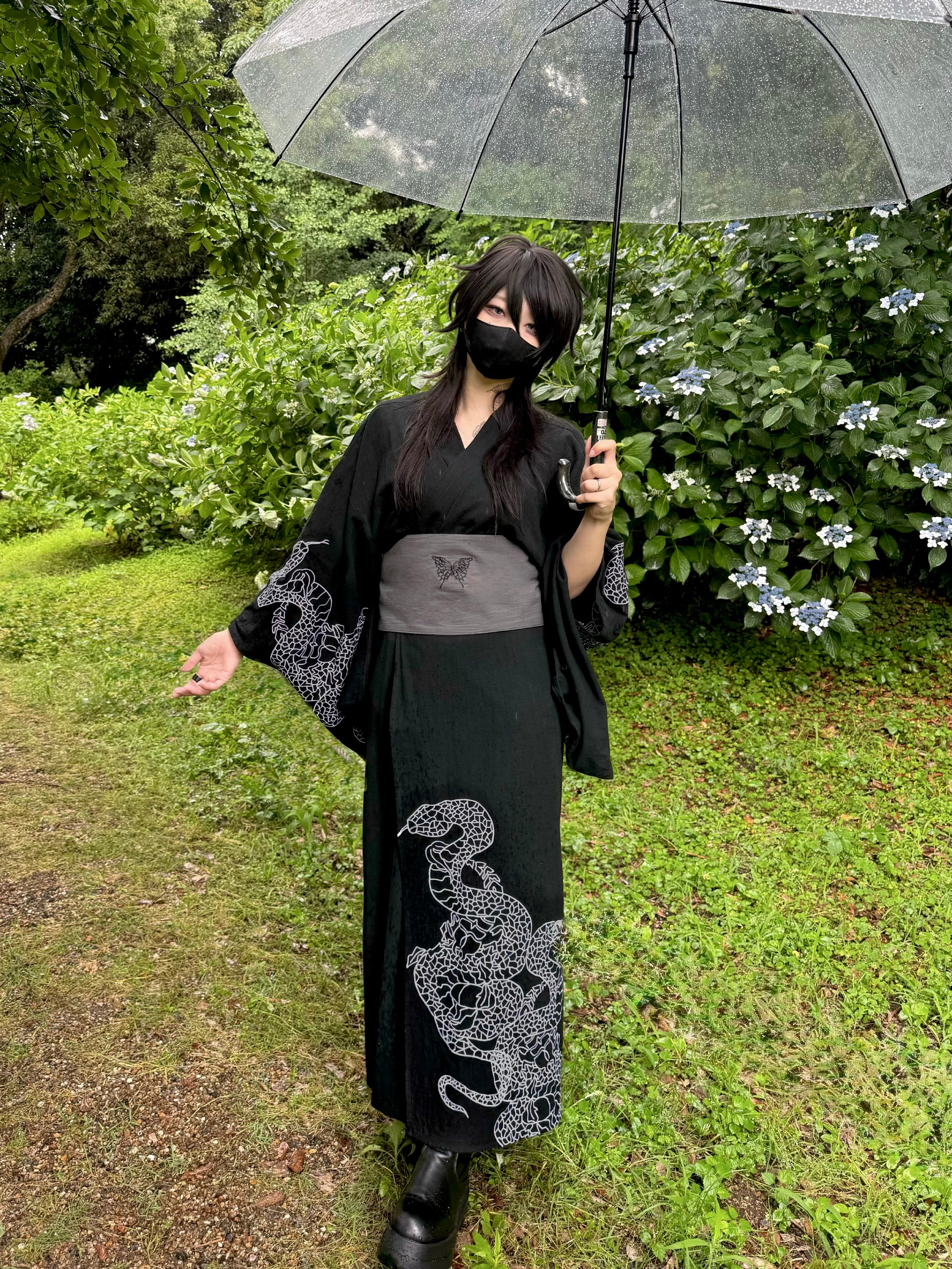 【再販】gibous dark snake yukata black