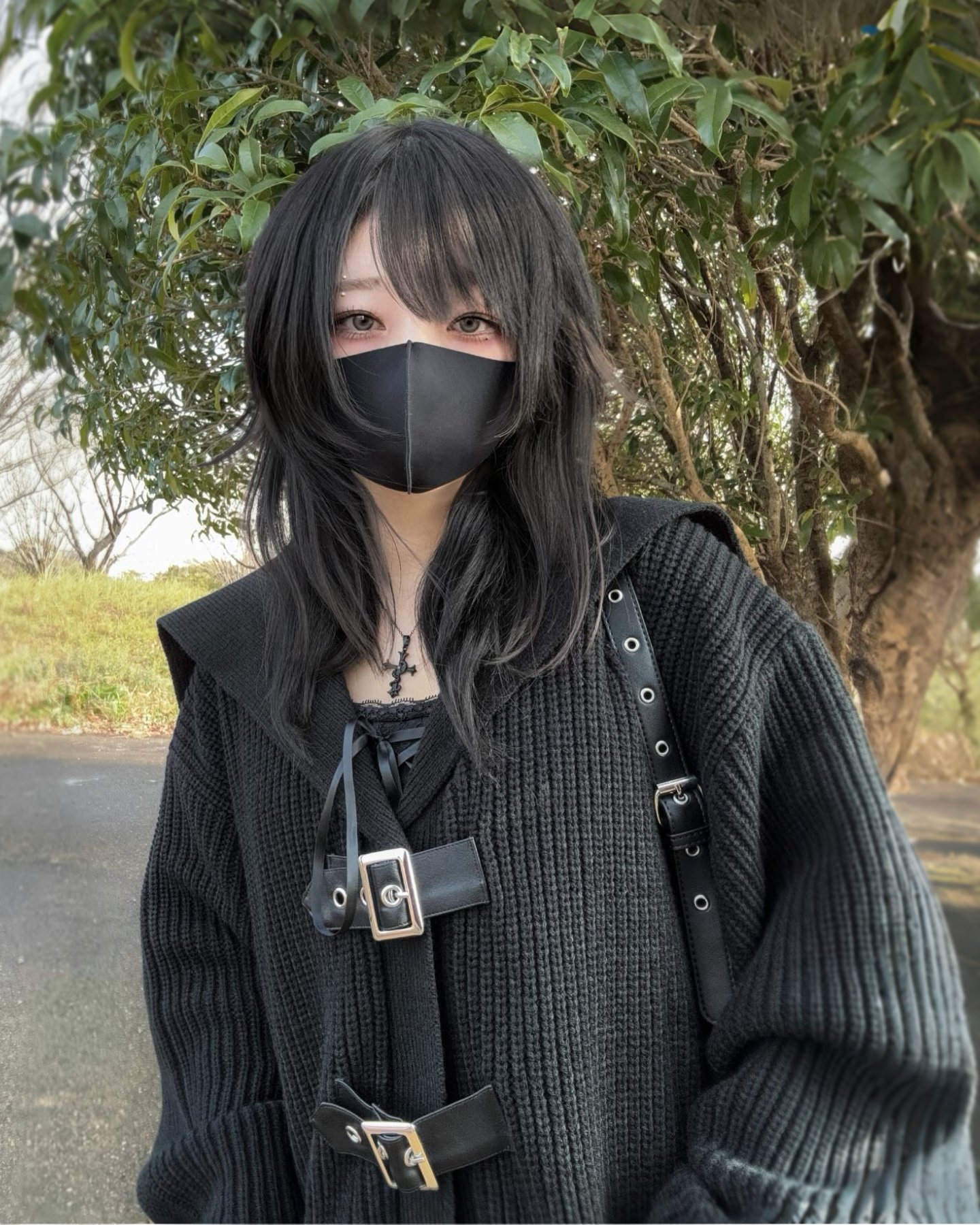 【再販】gibous knit belt sailor cardigan black