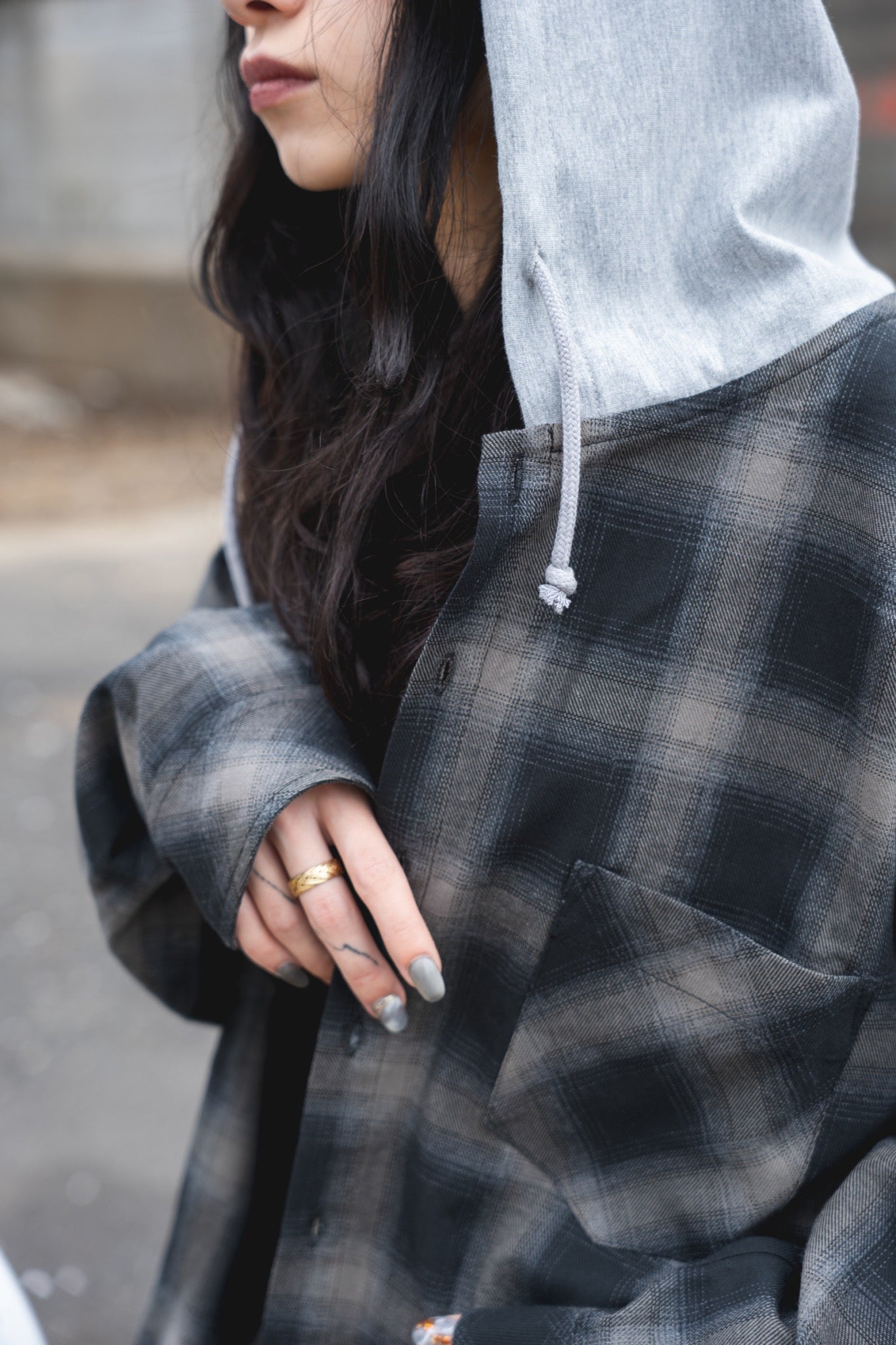 【再販】gibous snake scorpion check shirt hoodie