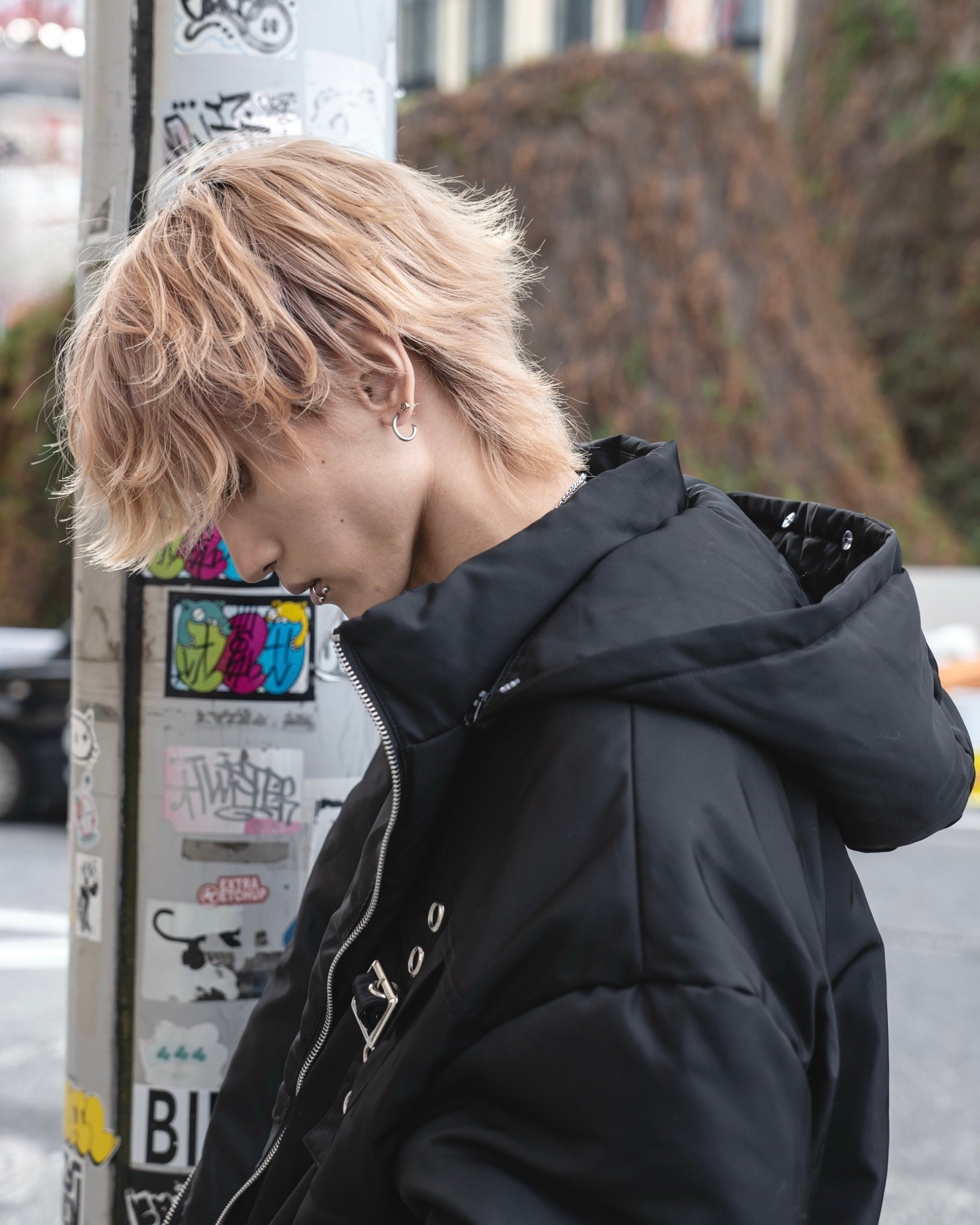 gibous warm padded 3way fur blouson