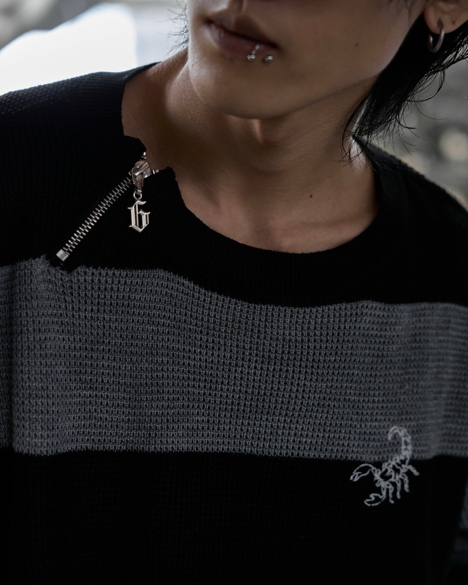 【再販】gibous scorpion mesh chuck border tops grey×black