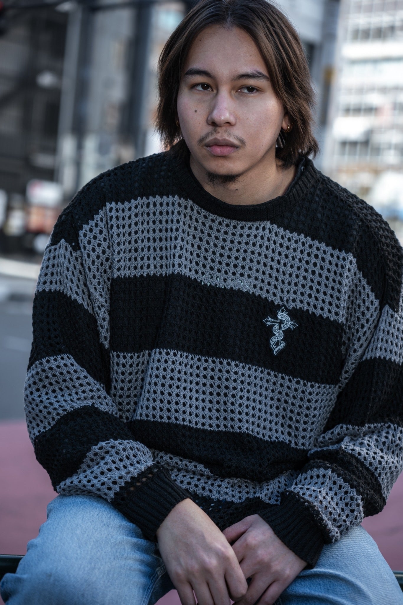 gibous snake cross border mesh knit