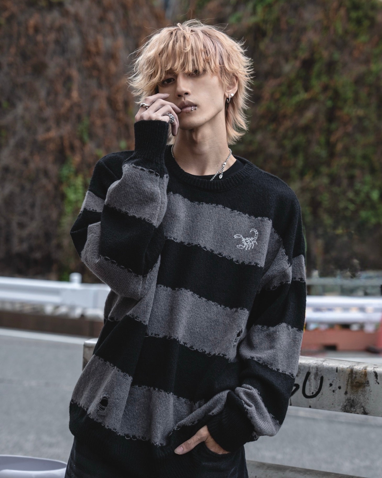 再販】gibous scorpion border knit