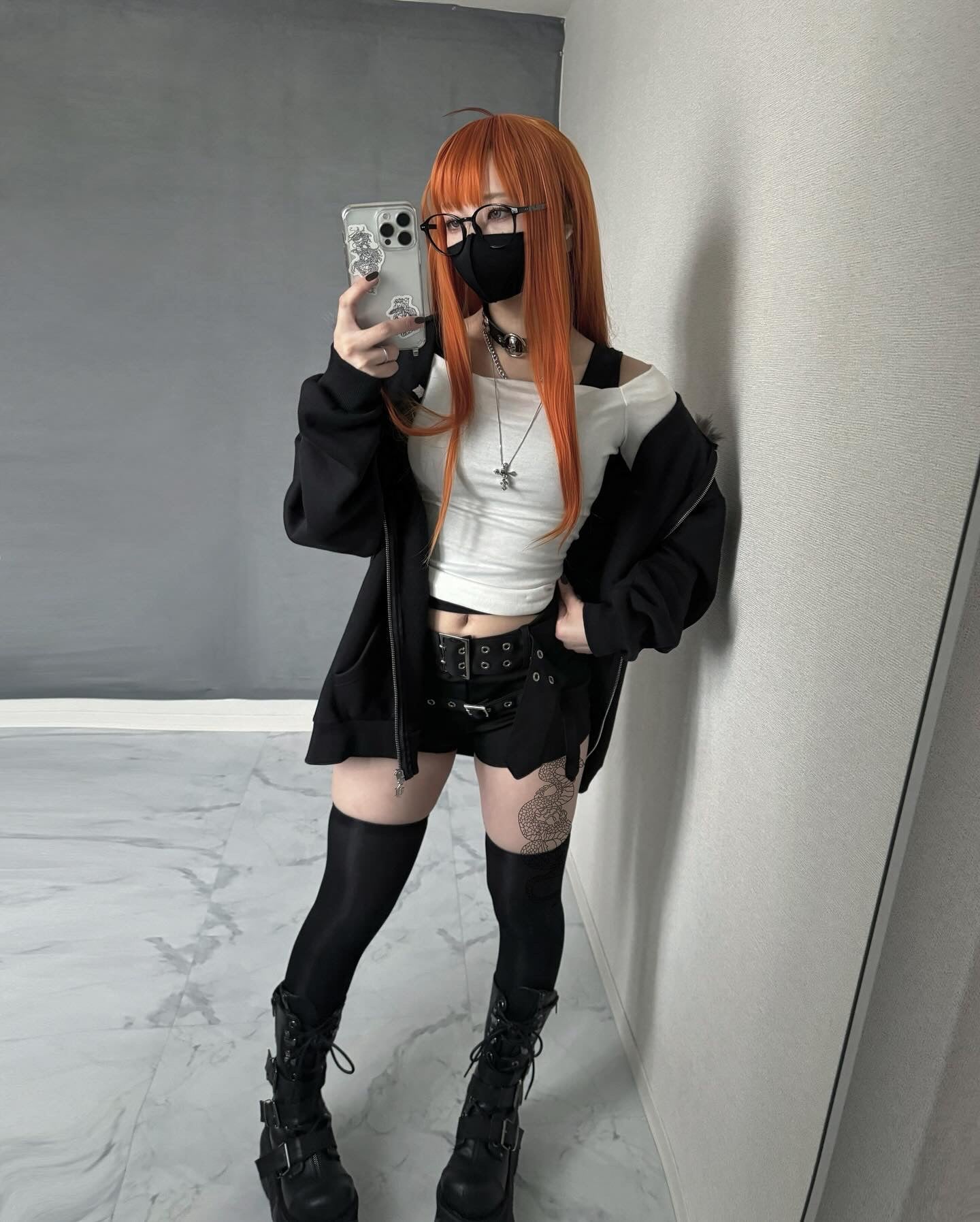 【再販】gibous snake scorpion black rim glasses